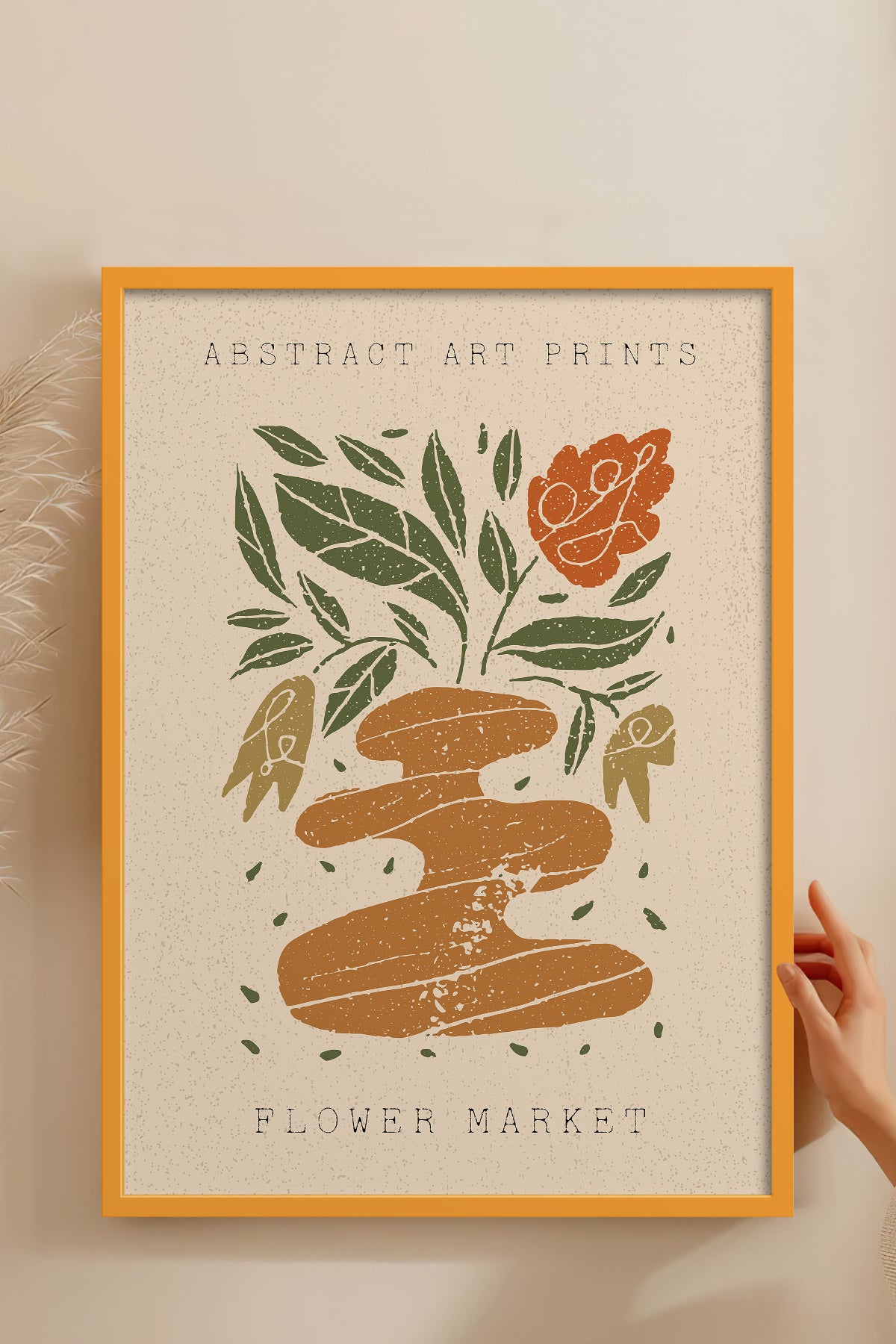 HOMEPACK Ahşap Çerçeveli Tablo Çerçeveli Poster Sanatsal Modern Duvar Dekoru FLOWER-84