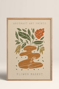 HOMEPACK Ahşap Çerçeveli Tablo Çerçeveli Poster Sanatsal Modern Duvar Dekoru FLOWER-84