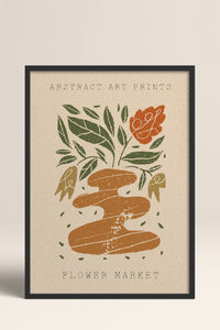 HOMEPACK Ahşap Çerçeveli Tablo Çerçeveli Poster Sanatsal Modern Duvar Dekoru FLOWER-84