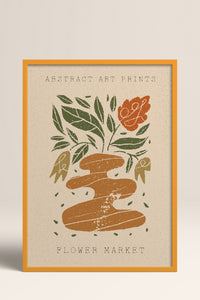 HOMEPACK Ahşap Çerçeveli Tablo Çerçeveli Poster Sanatsal Modern Duvar Dekoru FLOWER-84