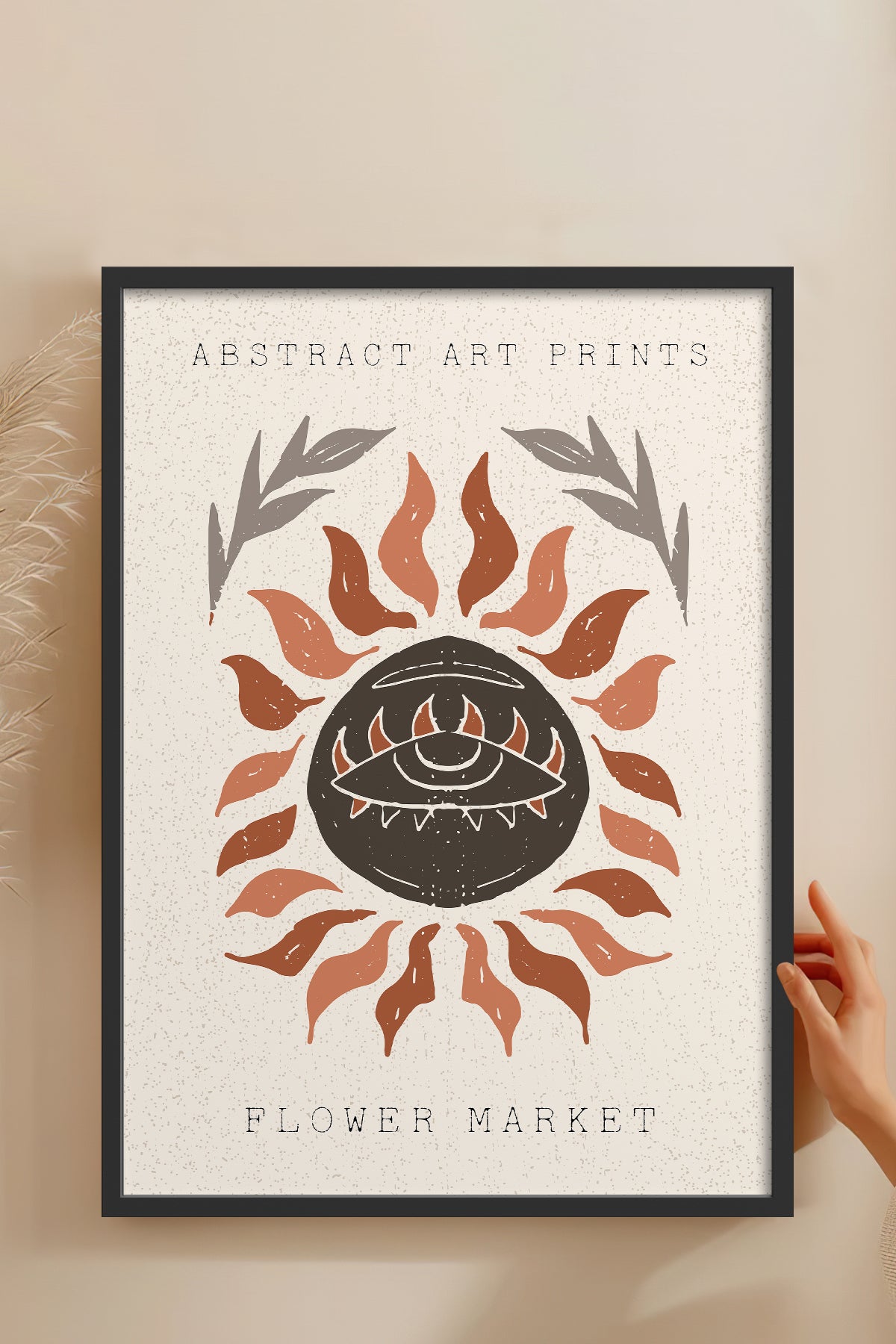 HOMEPACK Ahşap Çerçeveli Tablo Çerçeveli Poster Sanatsal Modern Duvar Dekoru FLOWER-92