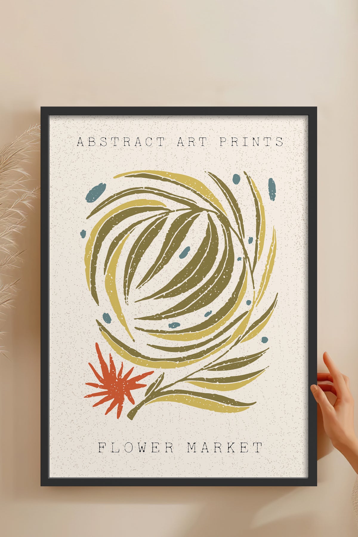 HOMEPACK Ahşap Çerçeveli Tablo Çerçeveli Poster Sanatsal Modern Duvar Dekoru FLOWER-93