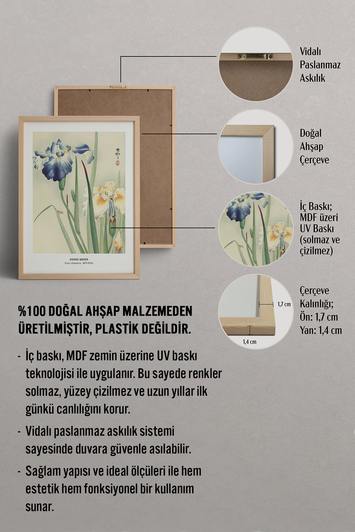 HOMEPACK Ahşap Çerçeveli Tablo Çerçeveli Poster Sanatsal Modern Duvar Dekoru JPN-10