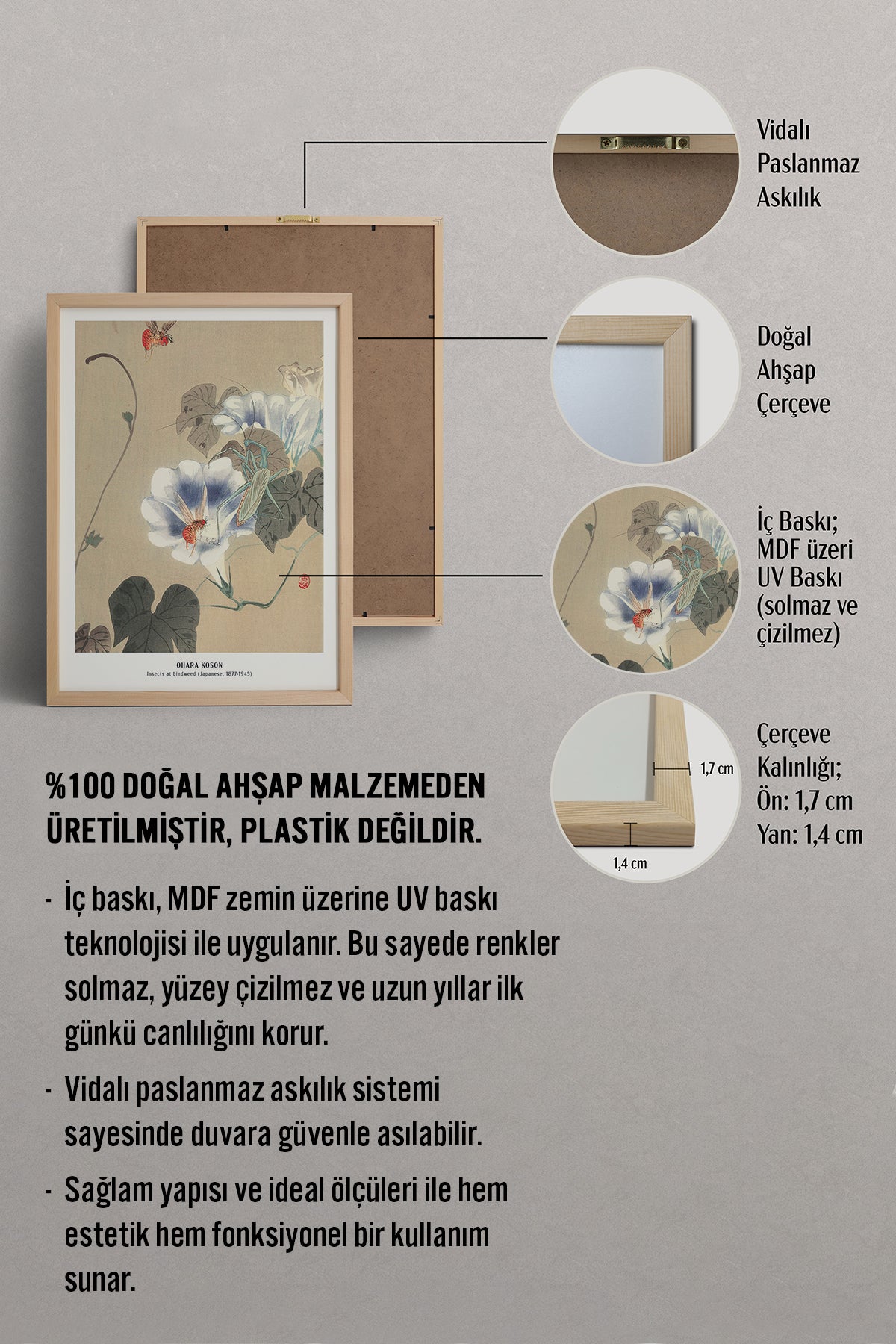 HOMEPACK Ahşap Çerçeveli Tablo Çerçeveli Poster Sanatsal Modern Duvar Dekoru JPN-011