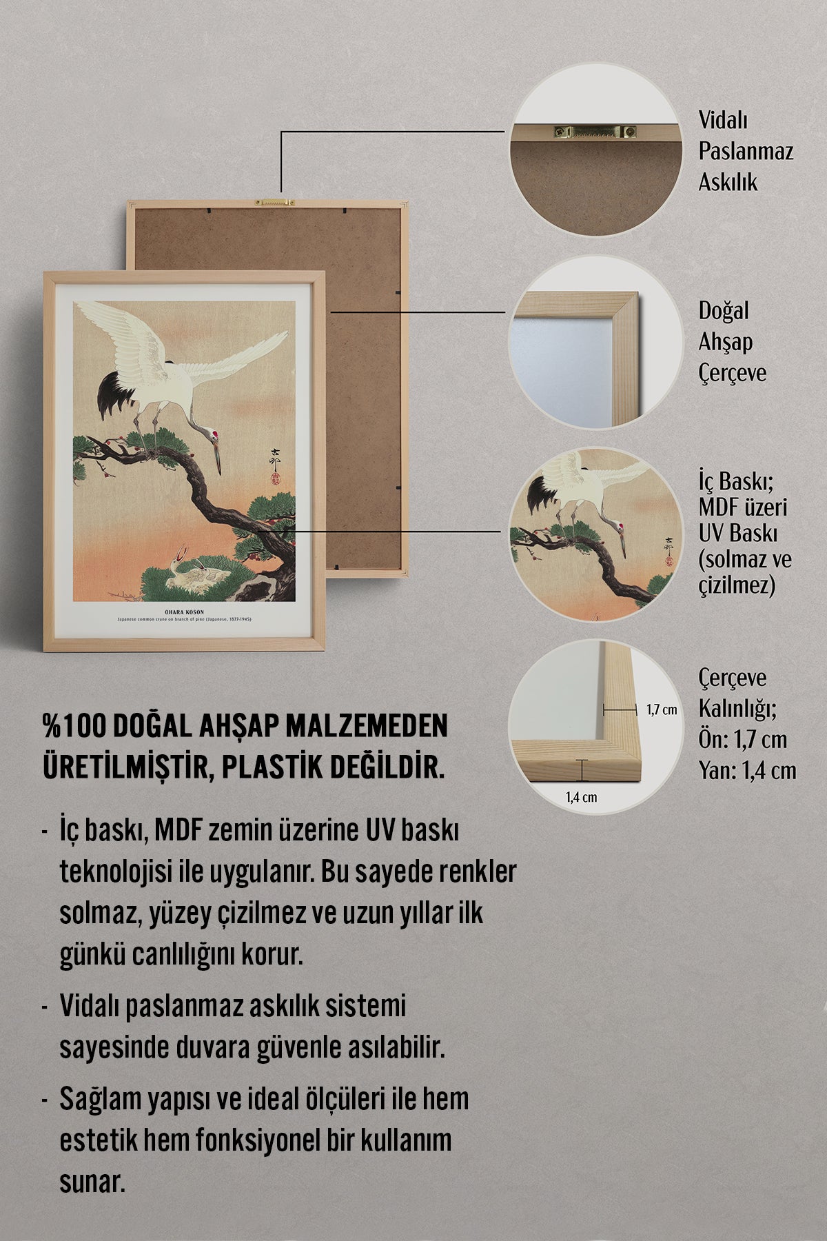 HOMEPACK Ahşap Çerçeveli Tablo Çerçeveli Poster Sanatsal Modern Duvar Dekoru JPN-013