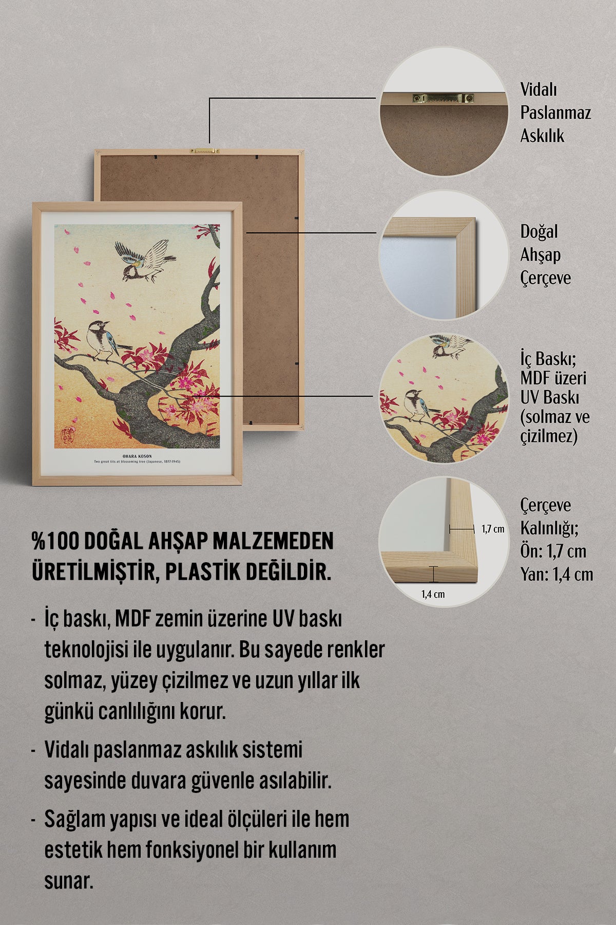 HOMEPACK Ahşap Çerçeveli Tablo Çerçeveli Poster Sanatsal Modern Duvar Dekoru JPN-014