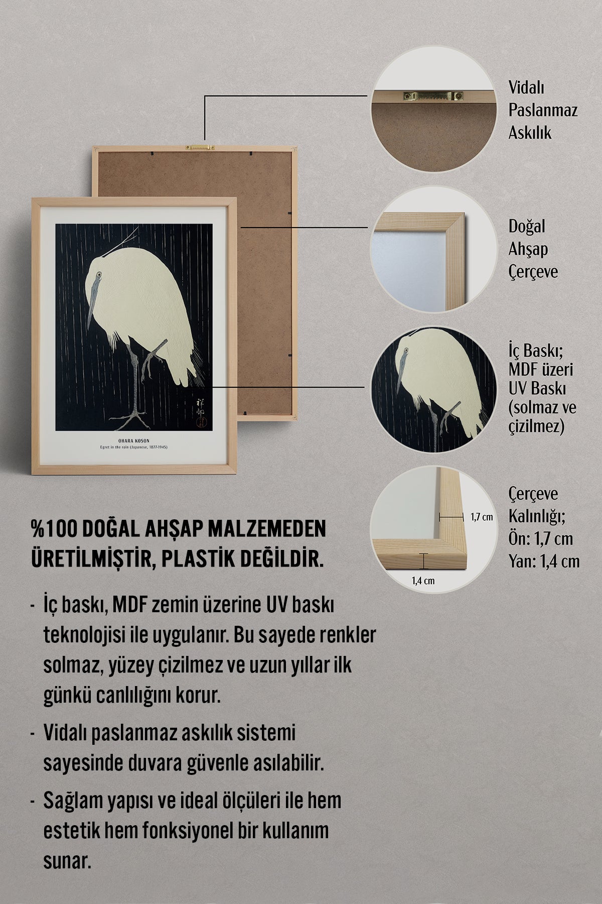 HOMEPACK Ahşap Çerçeveli Tablo Çerçeveli Poster Sanatsal Modern Duvar Dekoru JPN-15