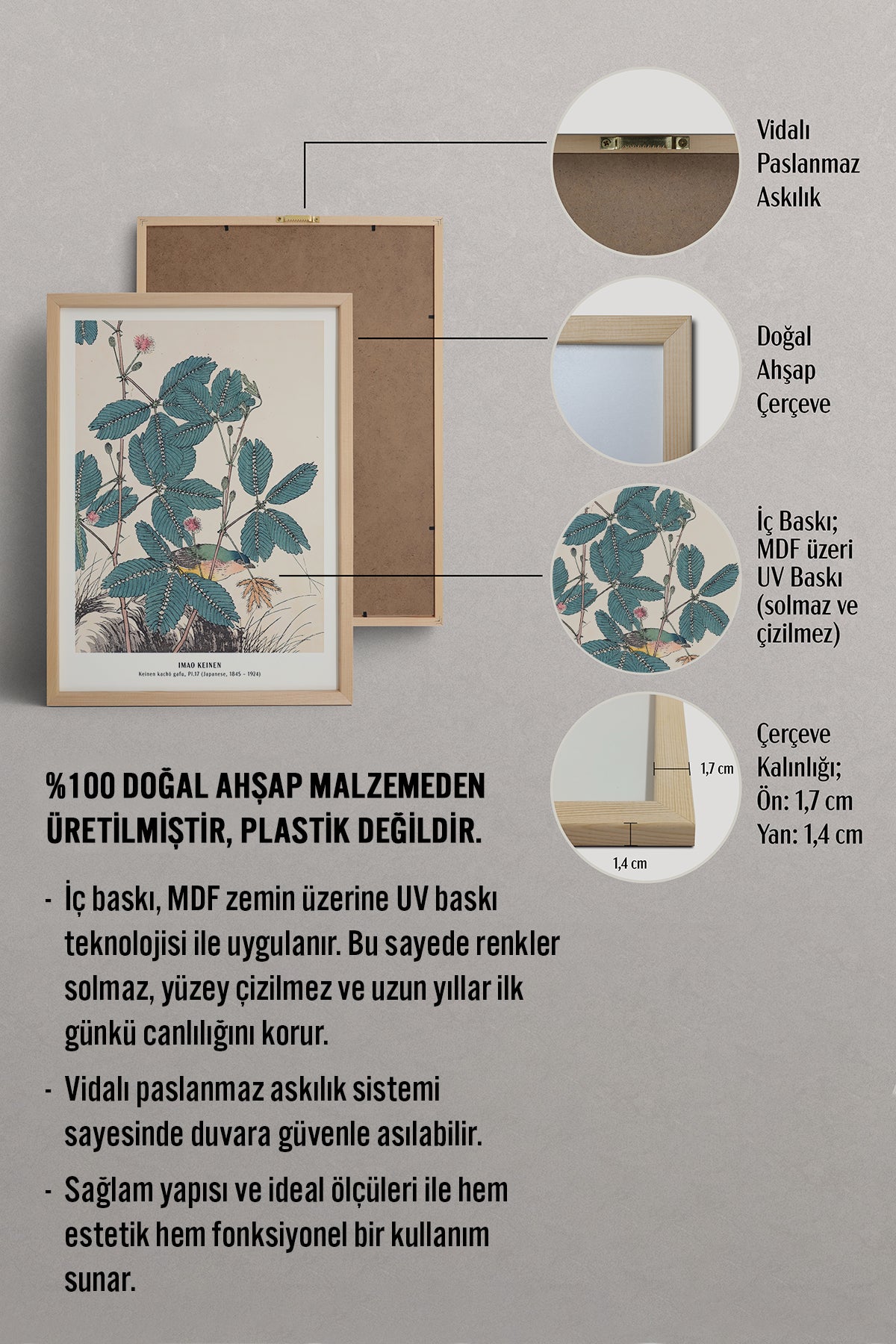 HOMEPACK Ahşap Çerçeveli Tablo Çerçeveli Poster Sanatsal Modern Duvar Dekoru JPN-019