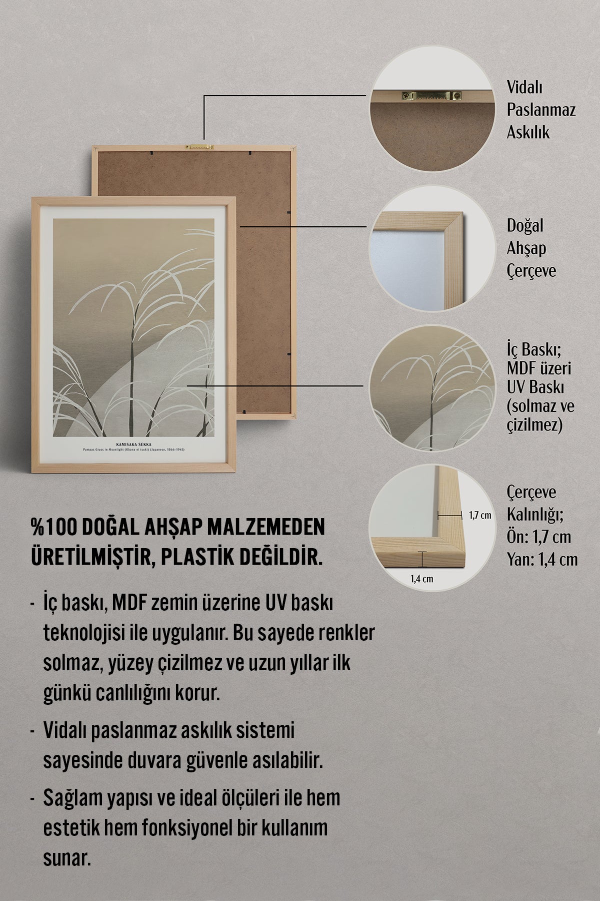 HOMEPACK Ahşap Çerçeveli Tablo Çerçeveli Poster Sanatsal Modern Duvar Dekoru JPN-022