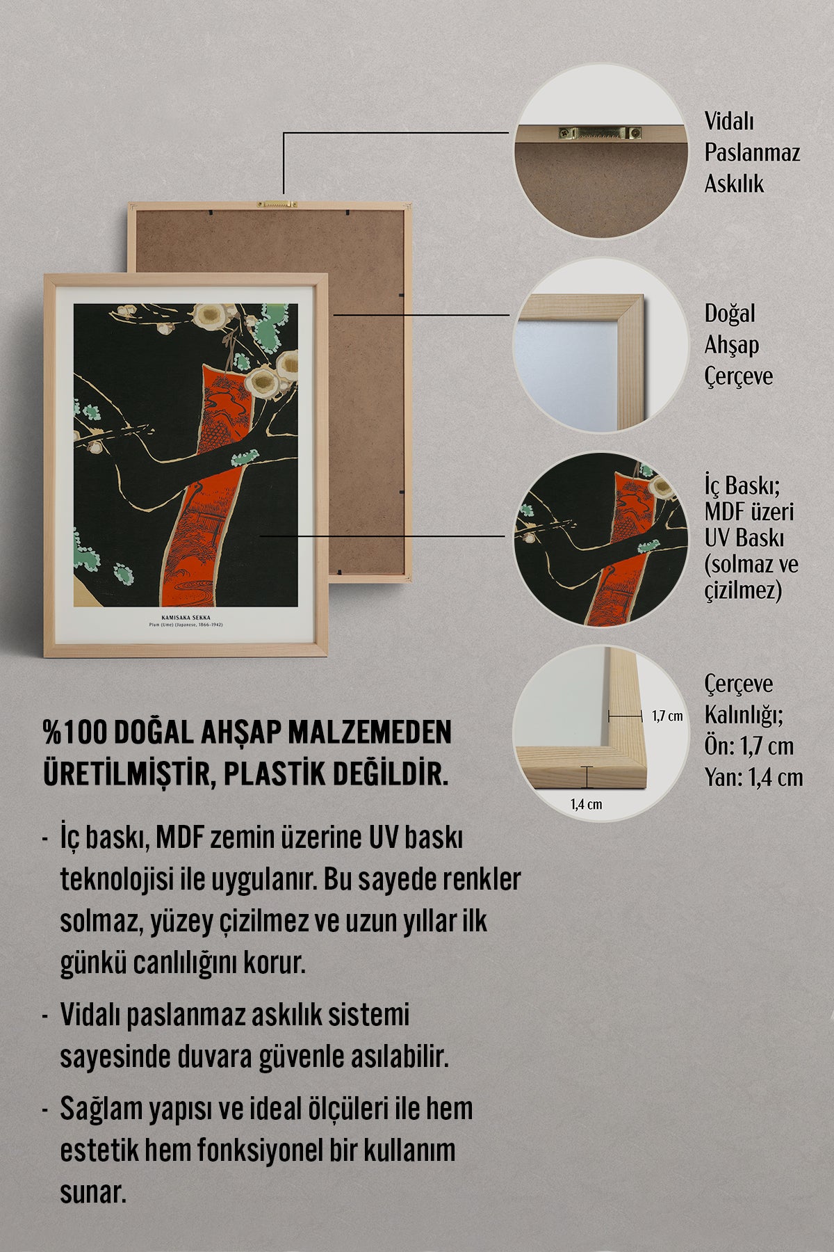 HOMEPACK Ahşap Çerçeveli Tablo Çerçeveli Poster Sanatsal Modern Duvar Dekoru JPN-025