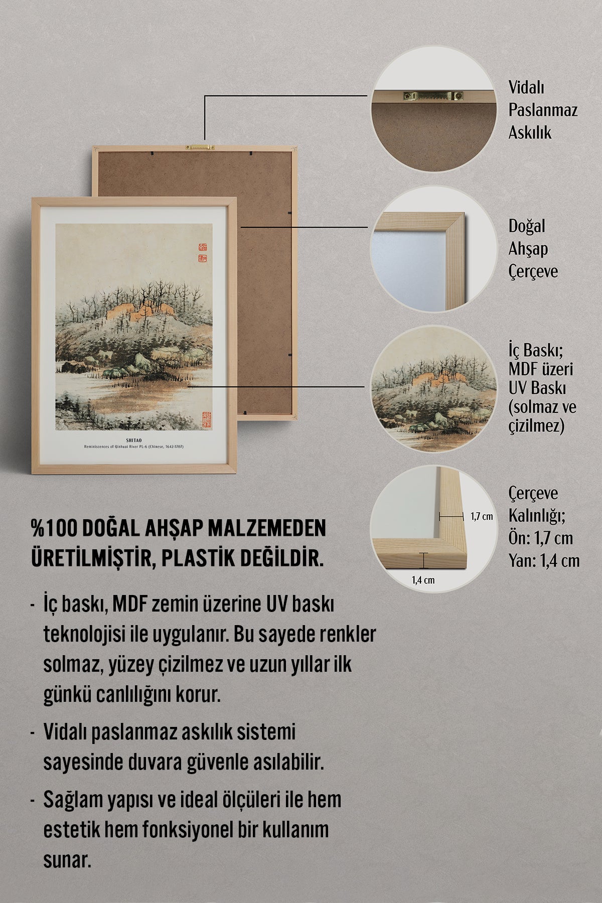 HOMEPACK Ahşap Çerçeveli Tablo Çerçeveli Poster Sanatsal Modern Duvar Dekoru JPN-03