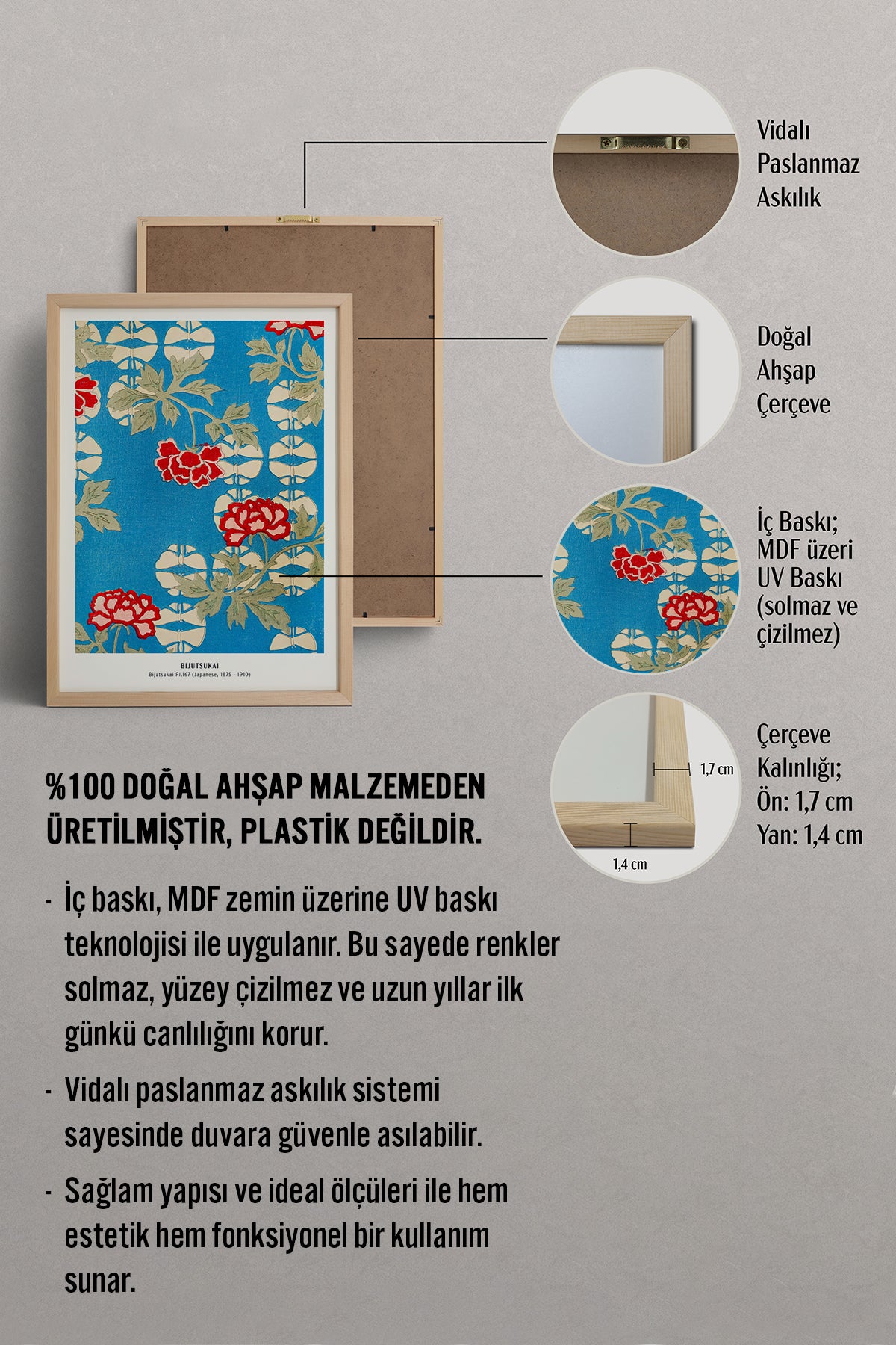 HOMEPACK Ahşap Çerçeveli Tablo Çerçeveli Poster Sanatsal Modern Duvar Dekoru JPN-038