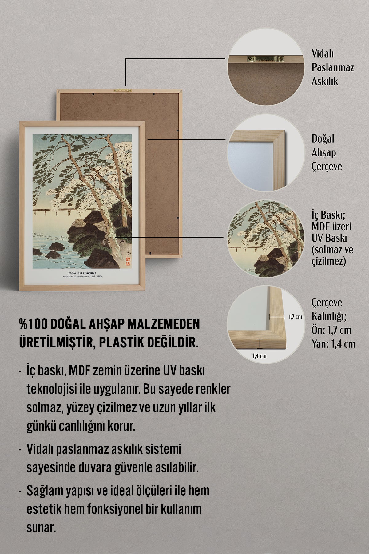 HOMEPACK Ahşap Çerçeveli Tablo Çerçeveli Poster Sanatsal Modern Duvar Dekoru JPN-42