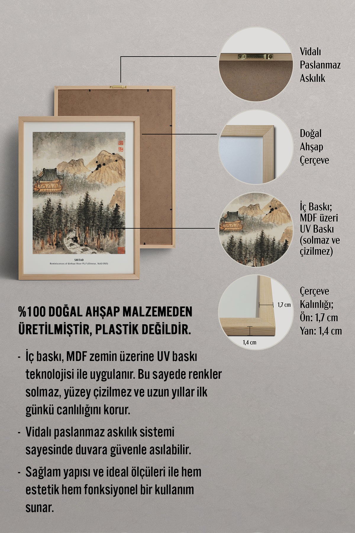 HOMEPACK Ahşap Çerçeveli Tablo Çerçeveli Poster Sanatsal Modern Duvar Dekoru JPN-05