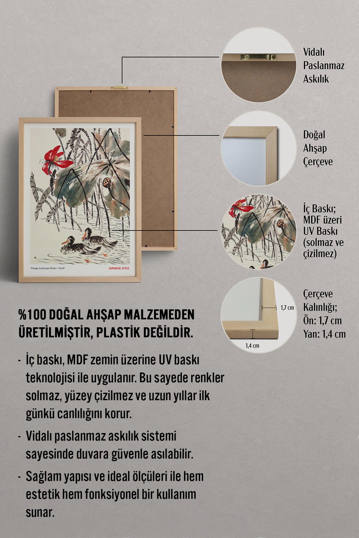 HOMEPACK Ahşap Çerçeveli Tablo Çerçeveli Poster Sanatsal Modern Duvar Dekoru JPN-052