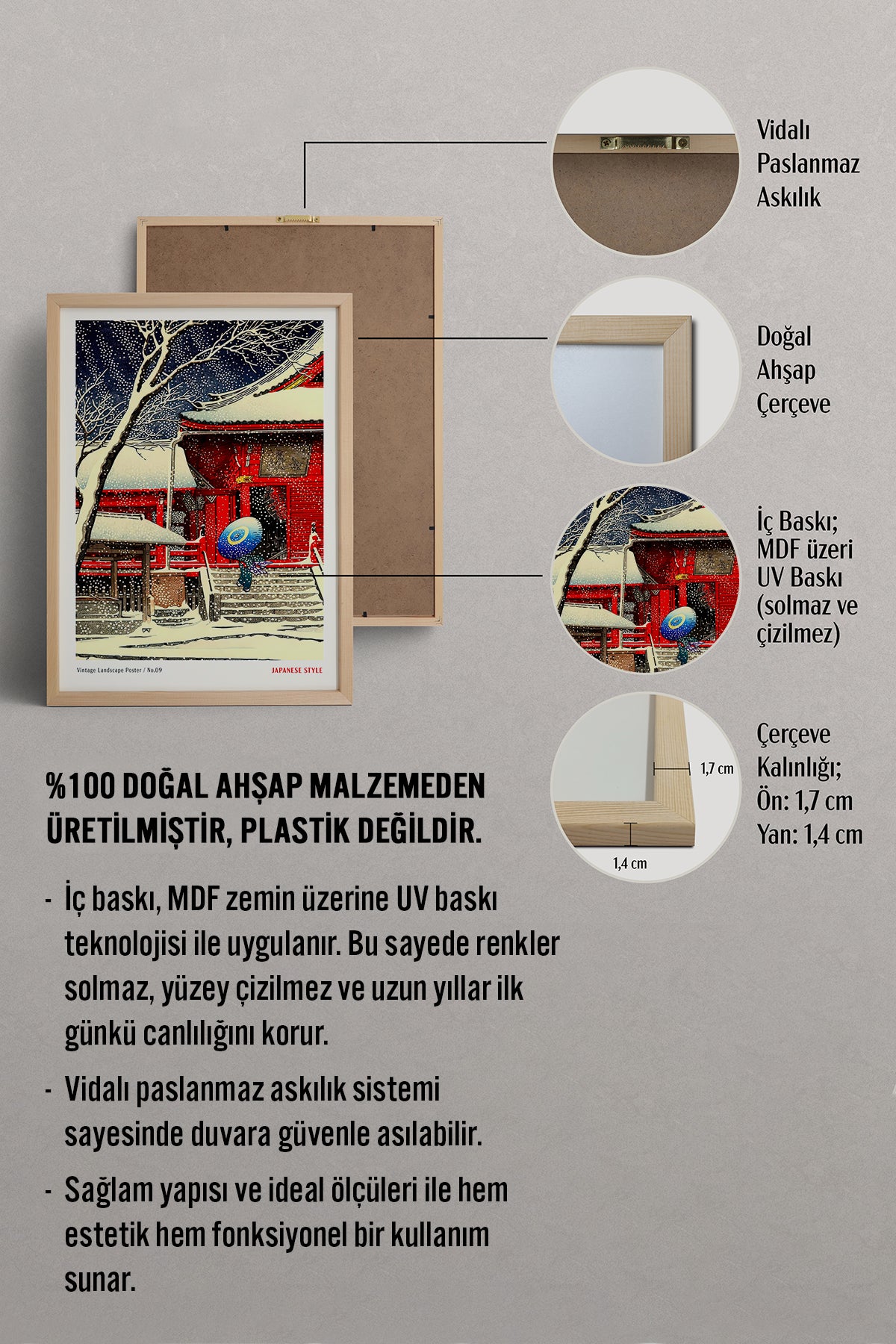 HOMEPACK Ahşap Çerçeveli Tablo Çerçeveli Poster Sanatsal Modern Duvar Dekoru JPN-054