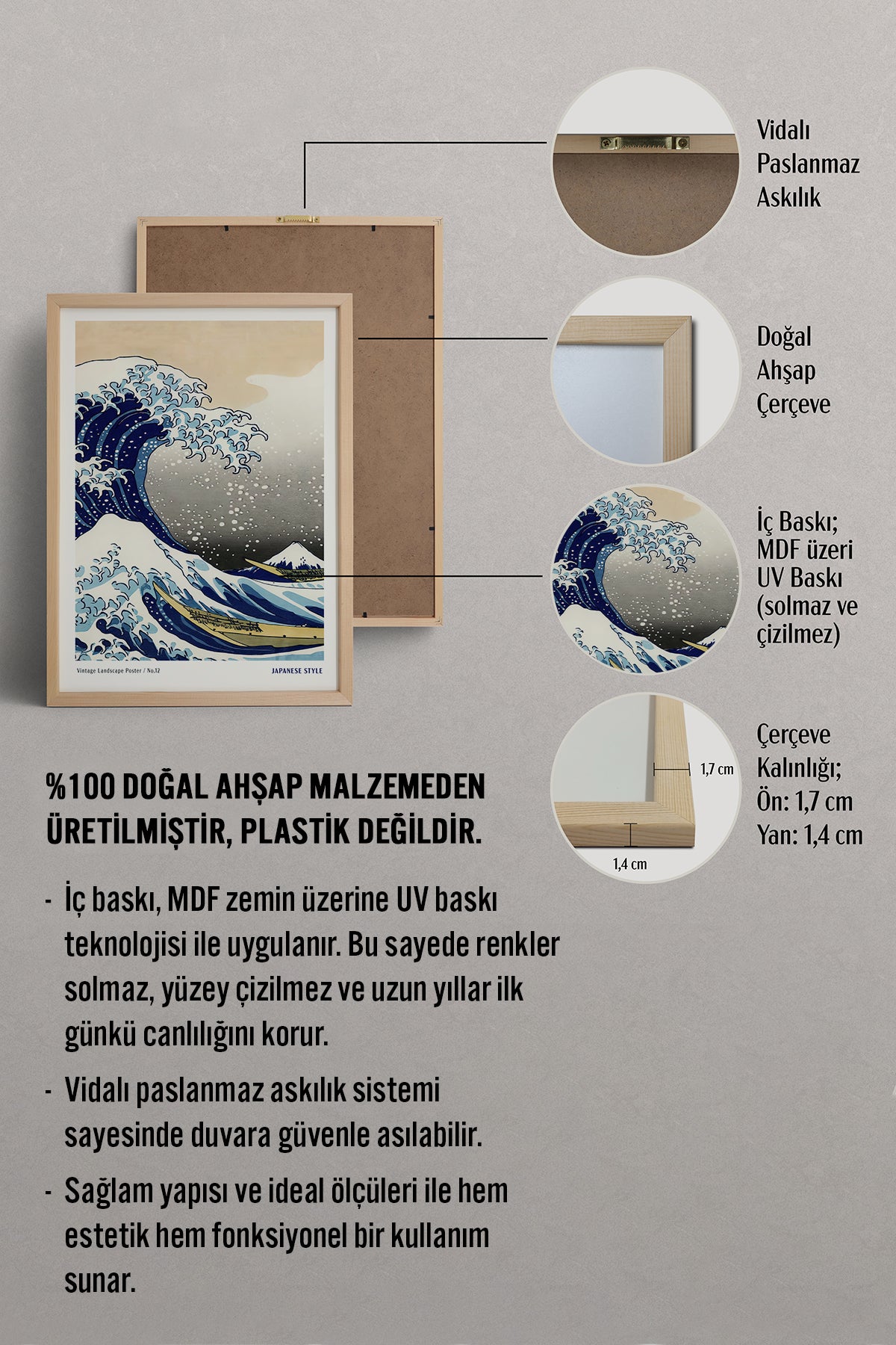 HOMEPACK Ahşap Çerçeveli Tablo Çerçeveli Poster Sanatsal Modern Duvar Dekoru JPN-057