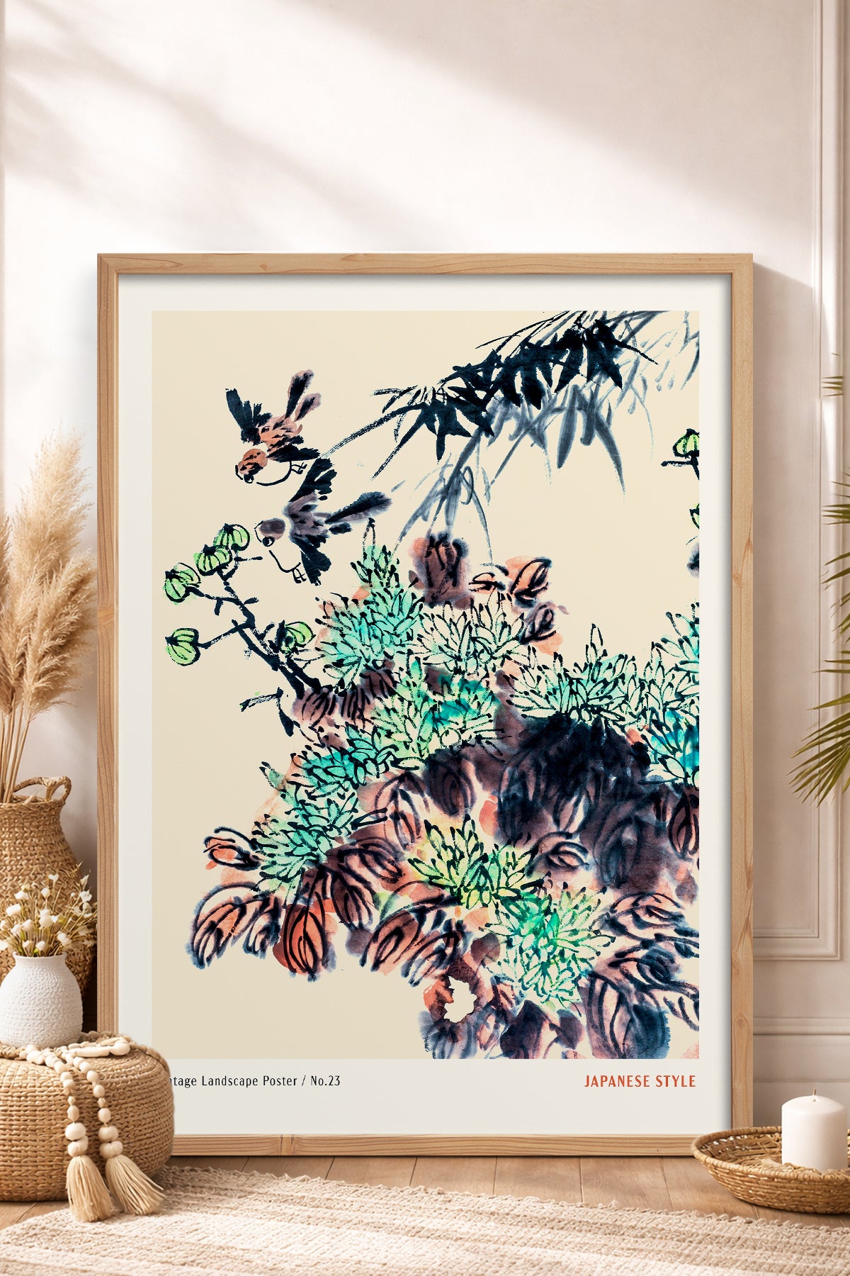 HOMEPACK Ahşap Çerçeveli Tablo Çerçeveli Poster Sanatsal Modern Duvar Dekoru JPN-068