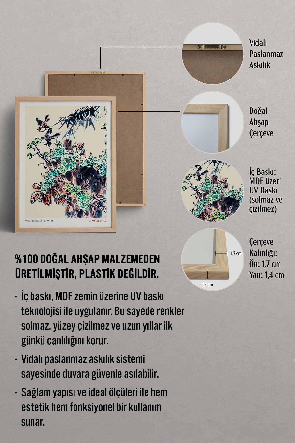 HOMEPACK Ahşap Çerçeveli Tablo Çerçeveli Poster Sanatsal Modern Duvar Dekoru JPN-068