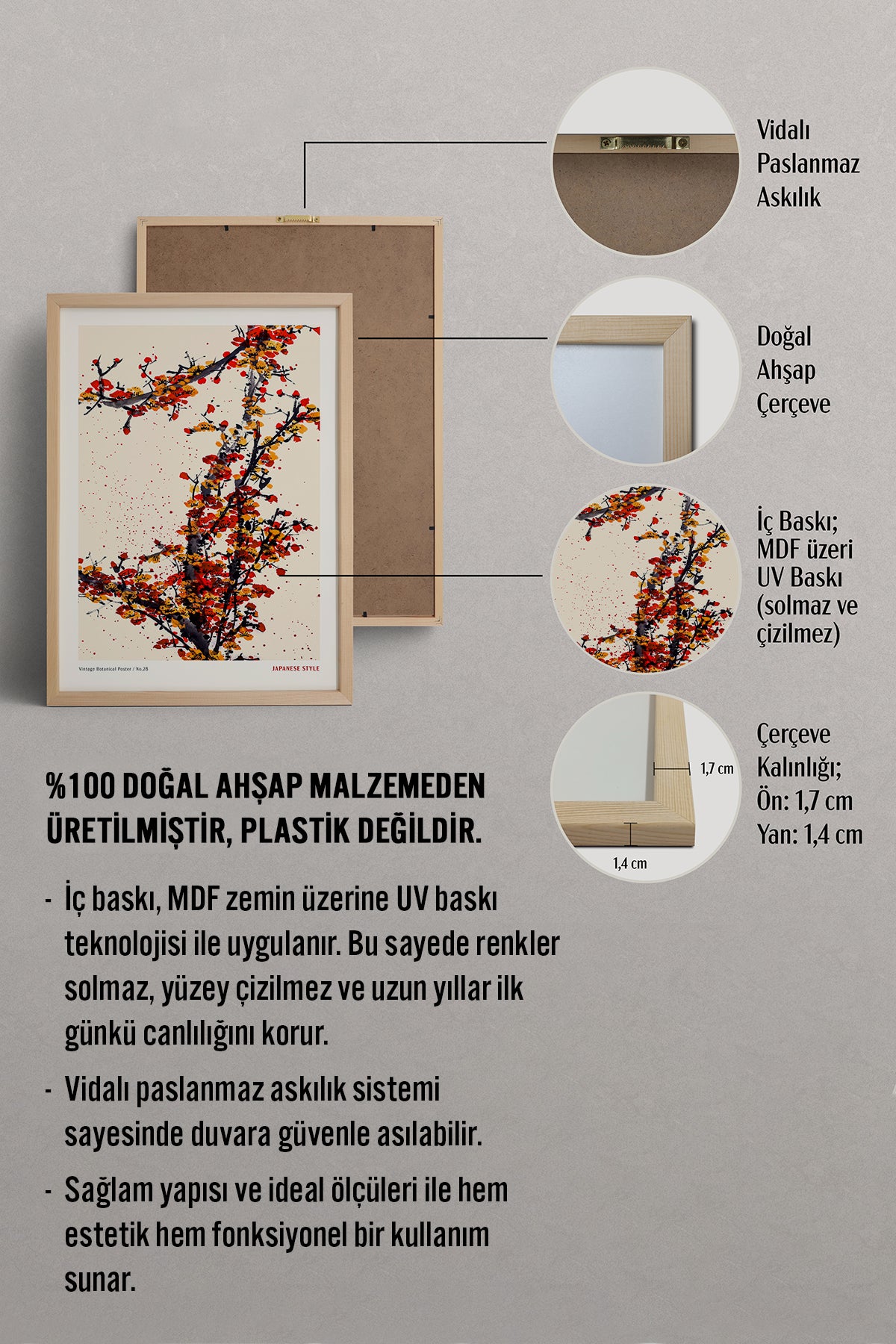 HOMEPACK Ahşap Çerçeveli Tablo Çerçeveli Poster Sanatsal Modern Duvar Dekoru JPN-073