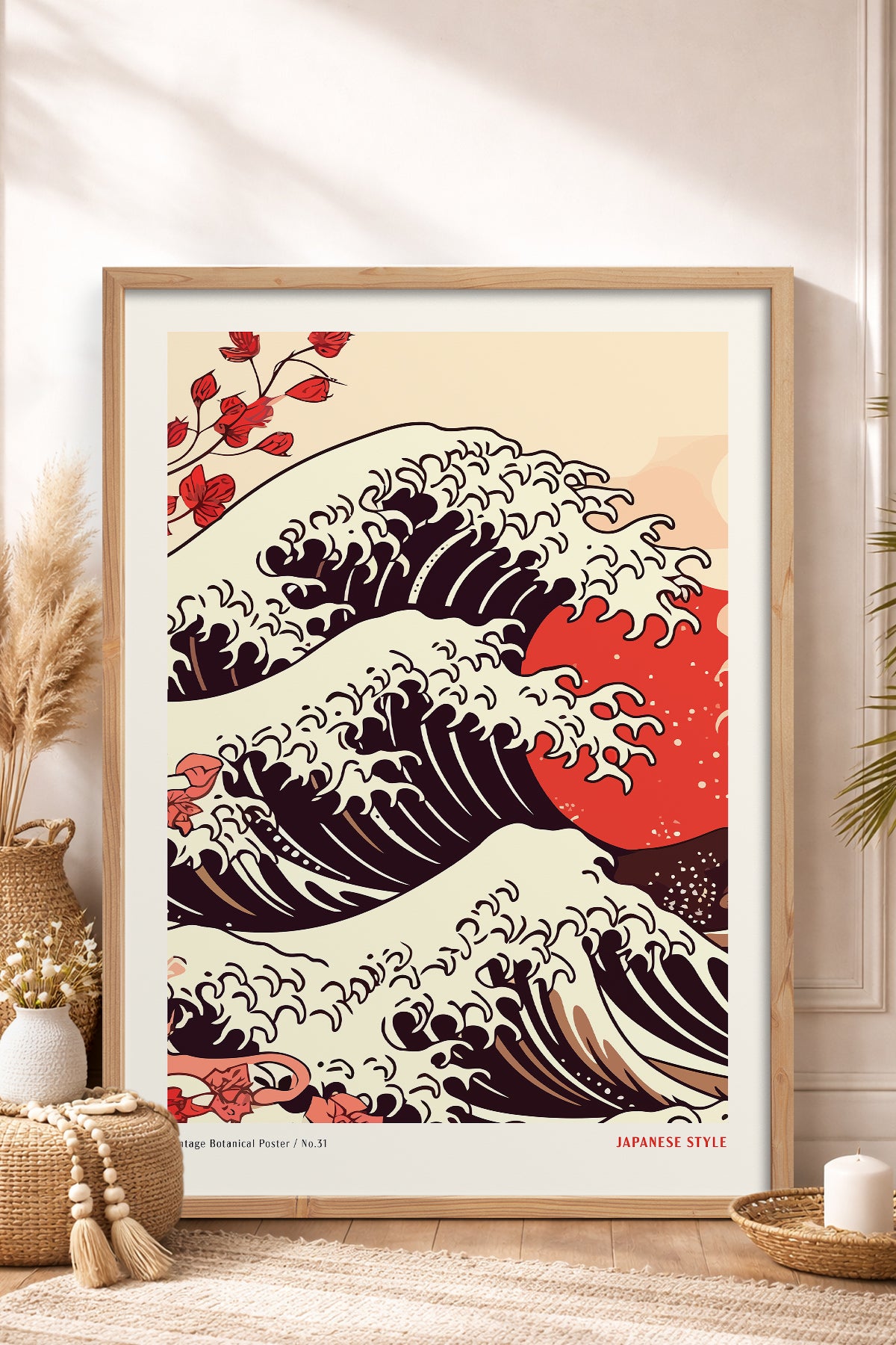 HOMEPACK Ahşap Çerçeveli Tablo Çerçeveli Poster Sanatsal Modern Duvar Dekoru JPN-076
