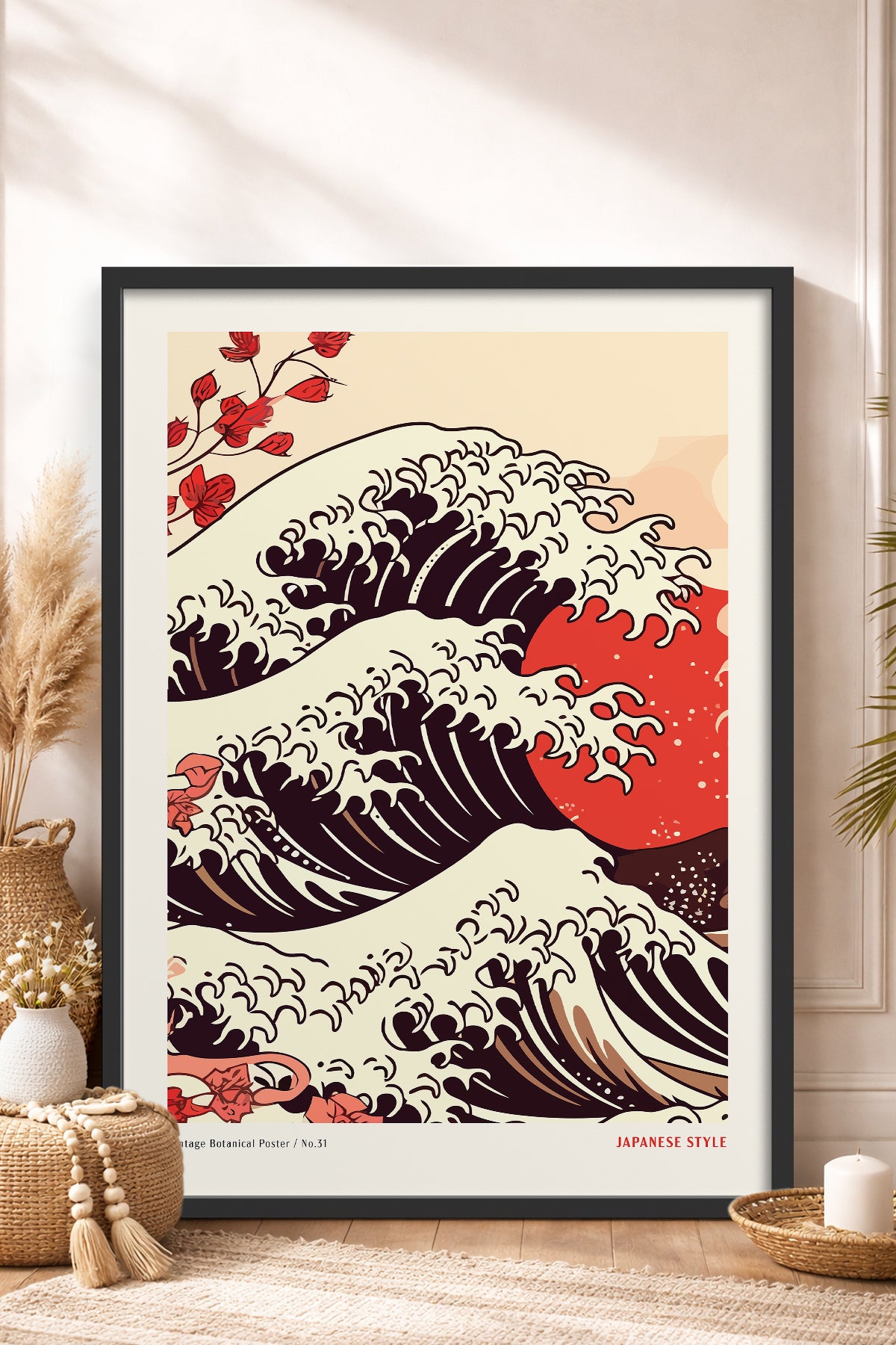 HOMEPACK Ahşap Çerçeveli Tablo Çerçeveli Poster Sanatsal Modern Duvar Dekoru JPN-076