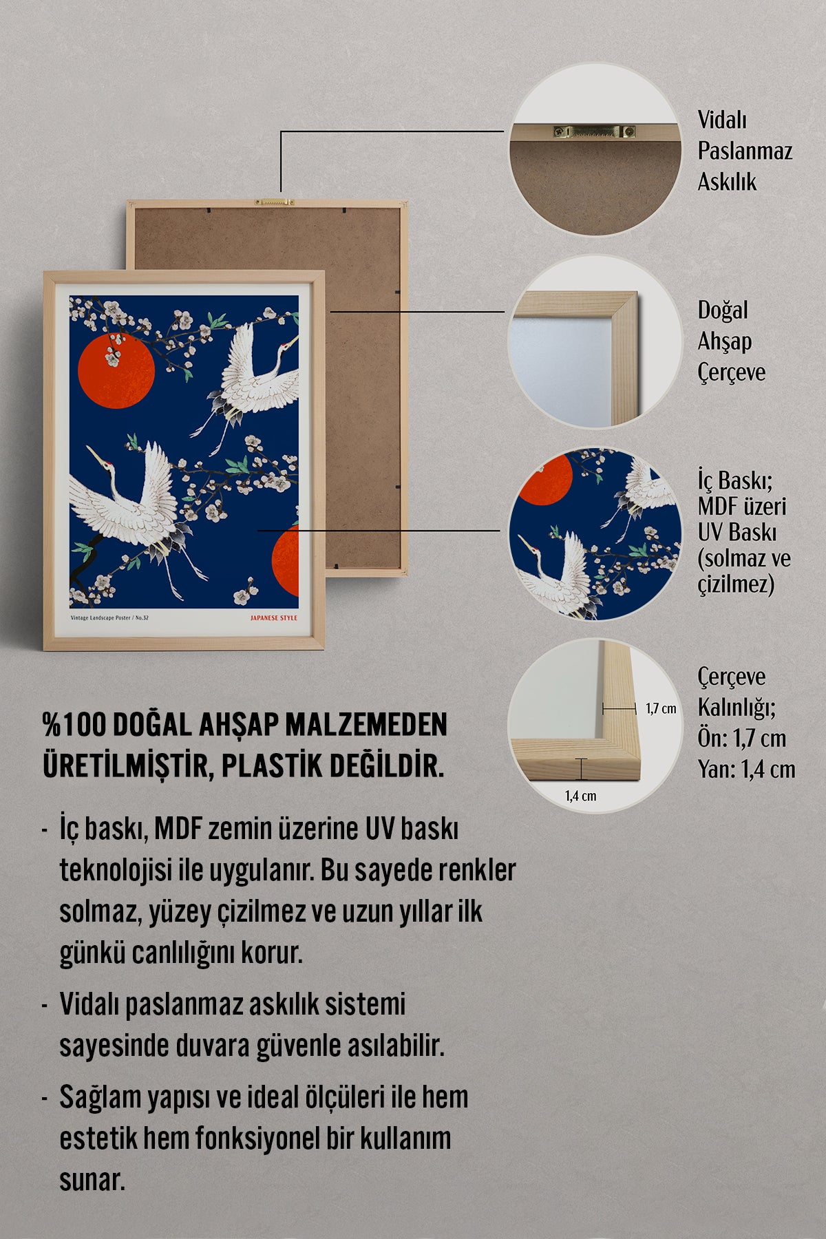 HOMEPACK Ahşap Çerçeveli Tablo Çerçeveli Poster Sanatsal Modern Duvar Dekoru JPN-078