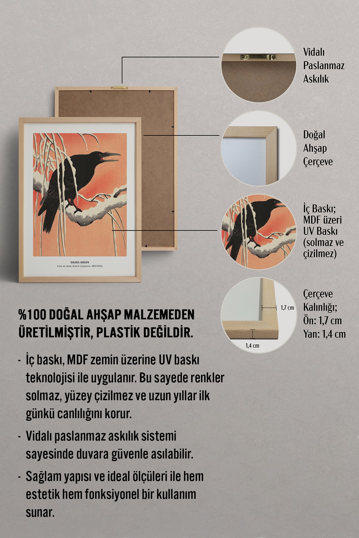 HOMEPACK Ahşap Çerçeveli Tablo Çerçeveli Poster Sanatsal Modern Duvar Dekoru JPN-08