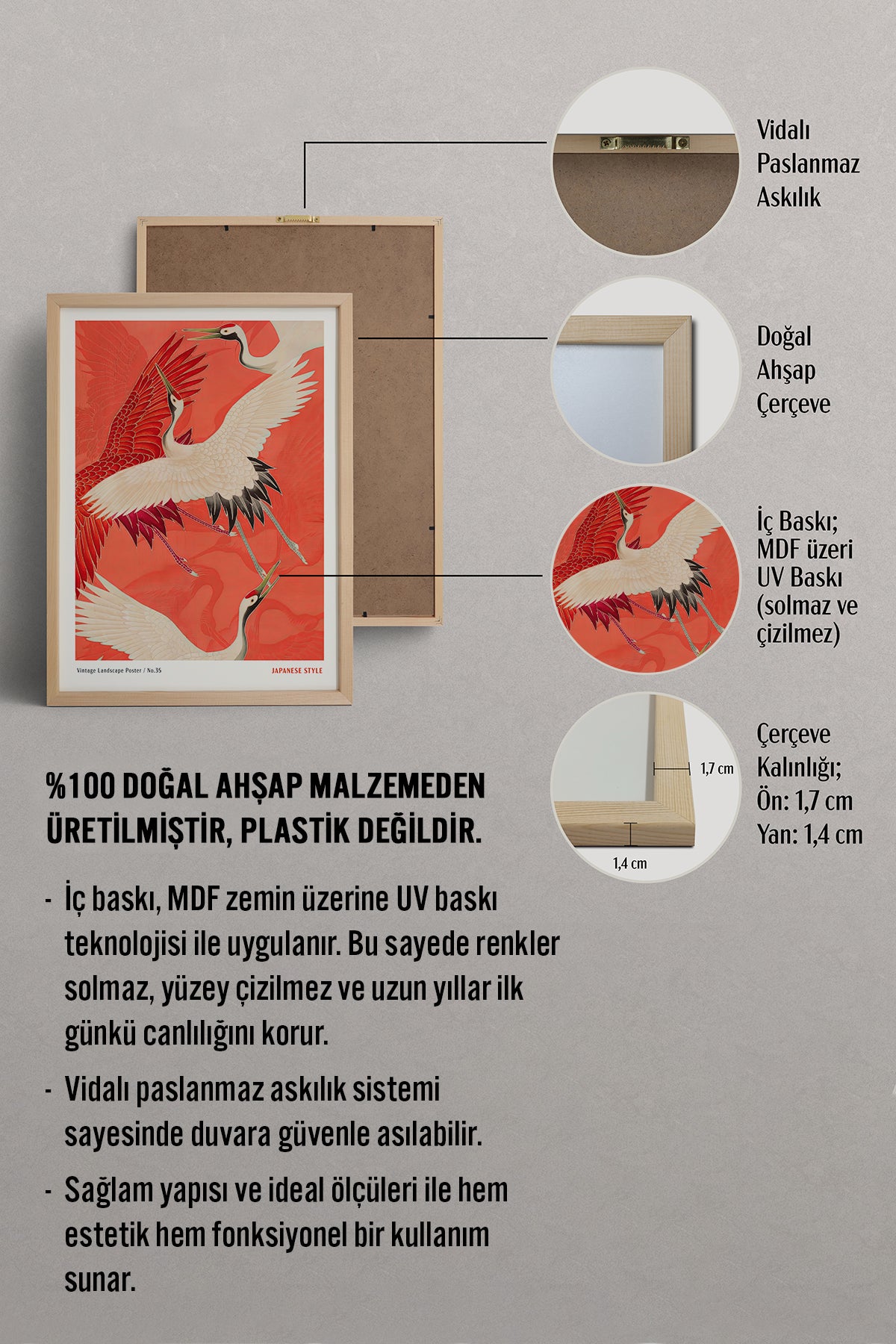 HOMEPACK Ahşap Çerçeveli Tablo Çerçeveli Poster Sanatsal Modern Duvar Dekoru JPN-081