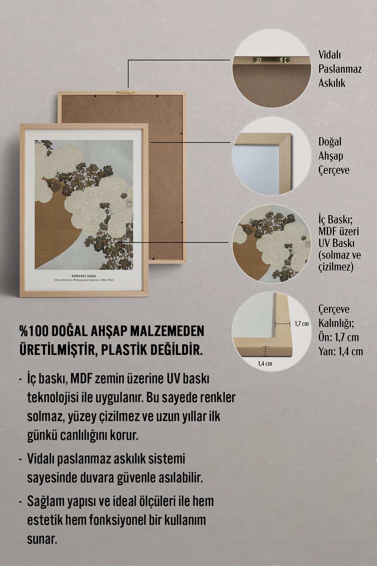HOMEPACK Ahşap Çerçeveli Tablo Çerçeveli Poster Sanatsal Modern Duvar Dekoru JPN-29