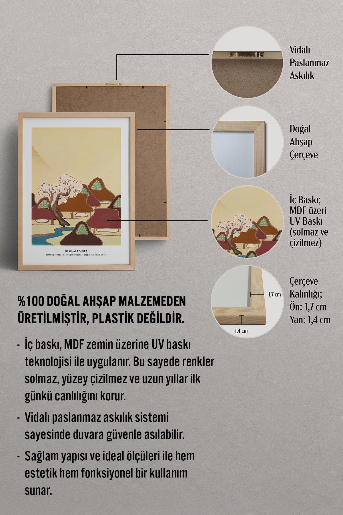 HOMEPACK Ahşap Çerçeveli Tablo Çerçeveli Poster Sanatsal Modern Duvar Dekoru JPN-30