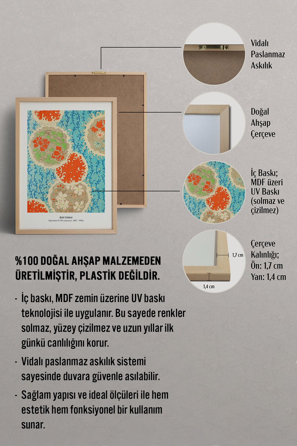 HOMEPACK Ahşap Çerçeveli Tablo Çerçeveli Poster Sanatsal Modern Duvar Dekoru JPN-39