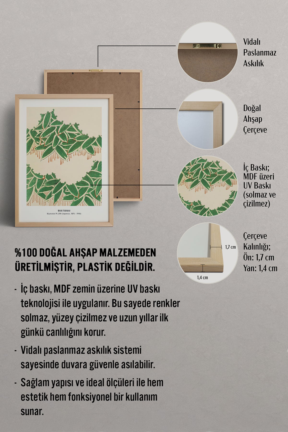 HOMEPACK Ahşap Çerçeveli Tablo Çerçeveli Poster Sanatsal Modern Duvar Dekoru JPN-40