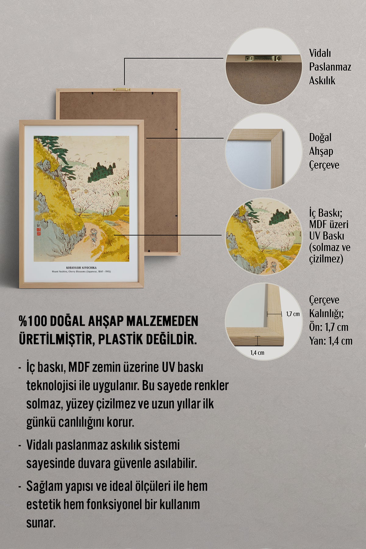 HOMEPACK Ahşap Çerçeveli Tablo Çerçeveli Poster Sanatsal Modern Duvar Dekoru JPN-43
