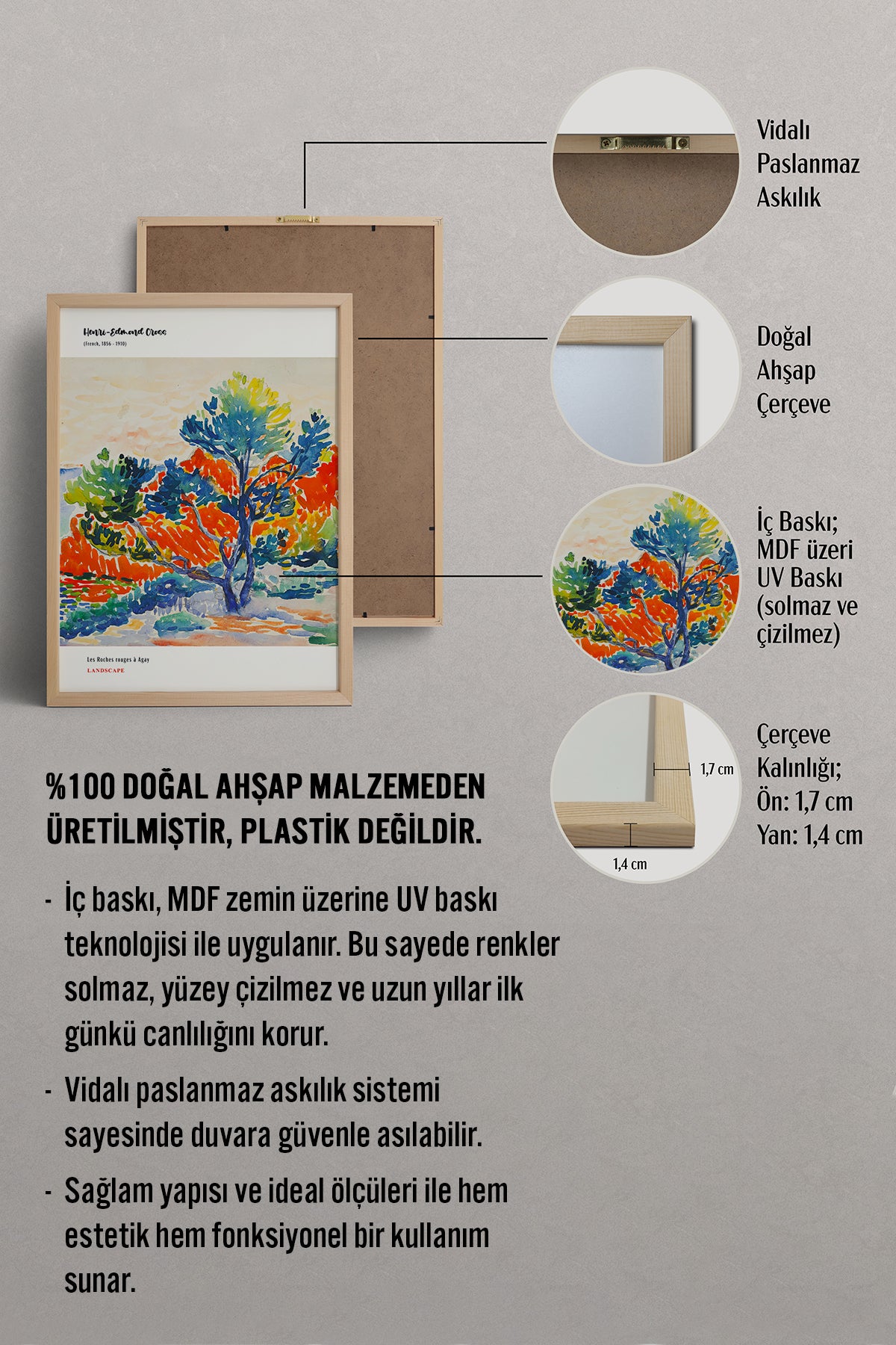 HOMEPACK Ahşap Çerçeveli Tablo Çerçeveli Poster Sanatsal Modern Duvar Dekoru MDN-003