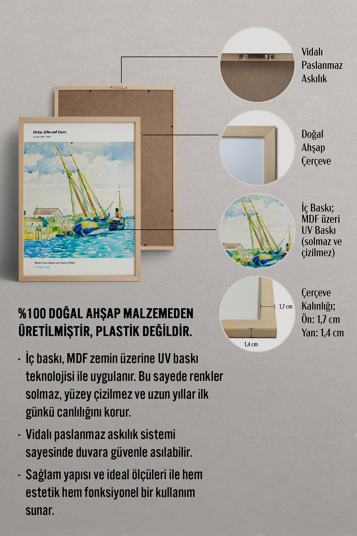 HOMEPACK Ahşap Çerçeveli Tablo Çerçeveli Poster Sanatsal Modern Duvar Dekoru MDN-007