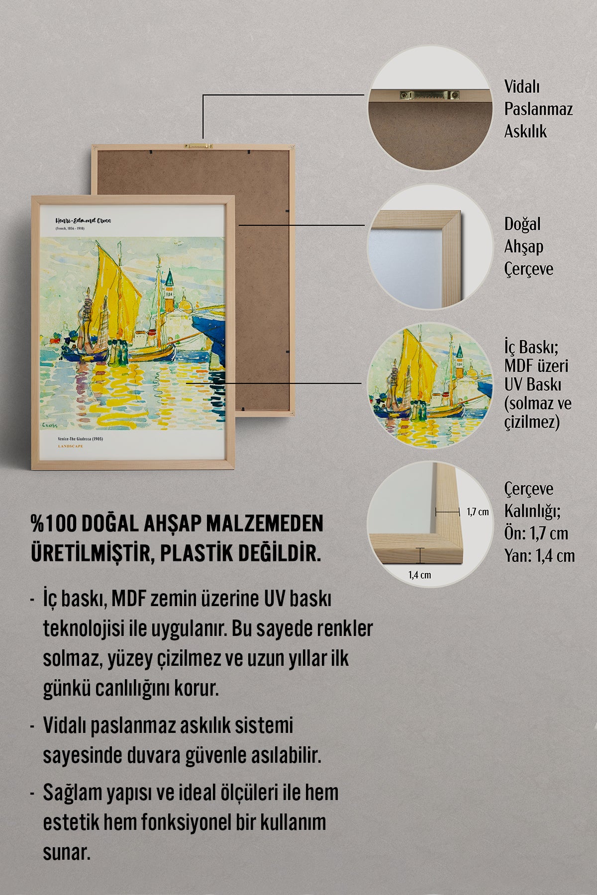 HOMEPACK Ahşap Çerçeveli Tablo Çerçeveli Poster Sanatsal Modern Duvar Dekoru MDN-008