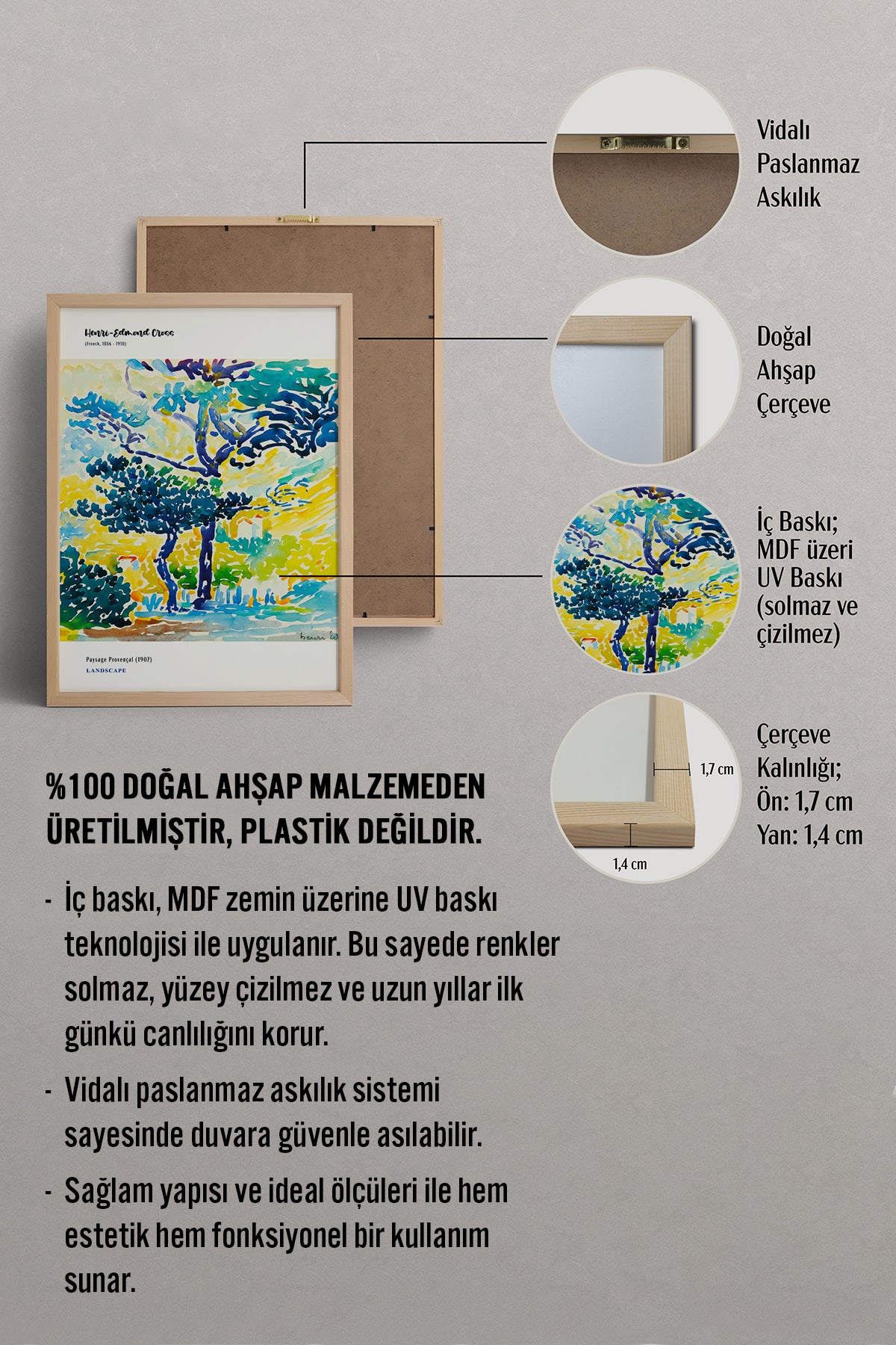 HOMEPACK Ahşap Çerçeveli Tablo Çerçeveli Poster Sanatsal Modern Duvar Dekoru MDN-01