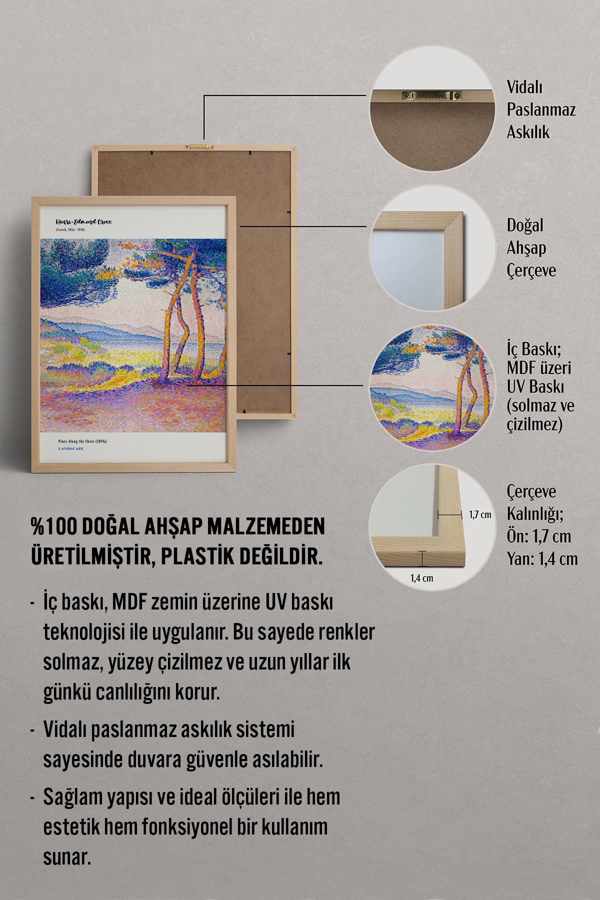 HOMEPACK Ahşap Çerçeveli Tablo Çerçeveli Poster Sanatsal Modern Duvar Dekoru MDN-013