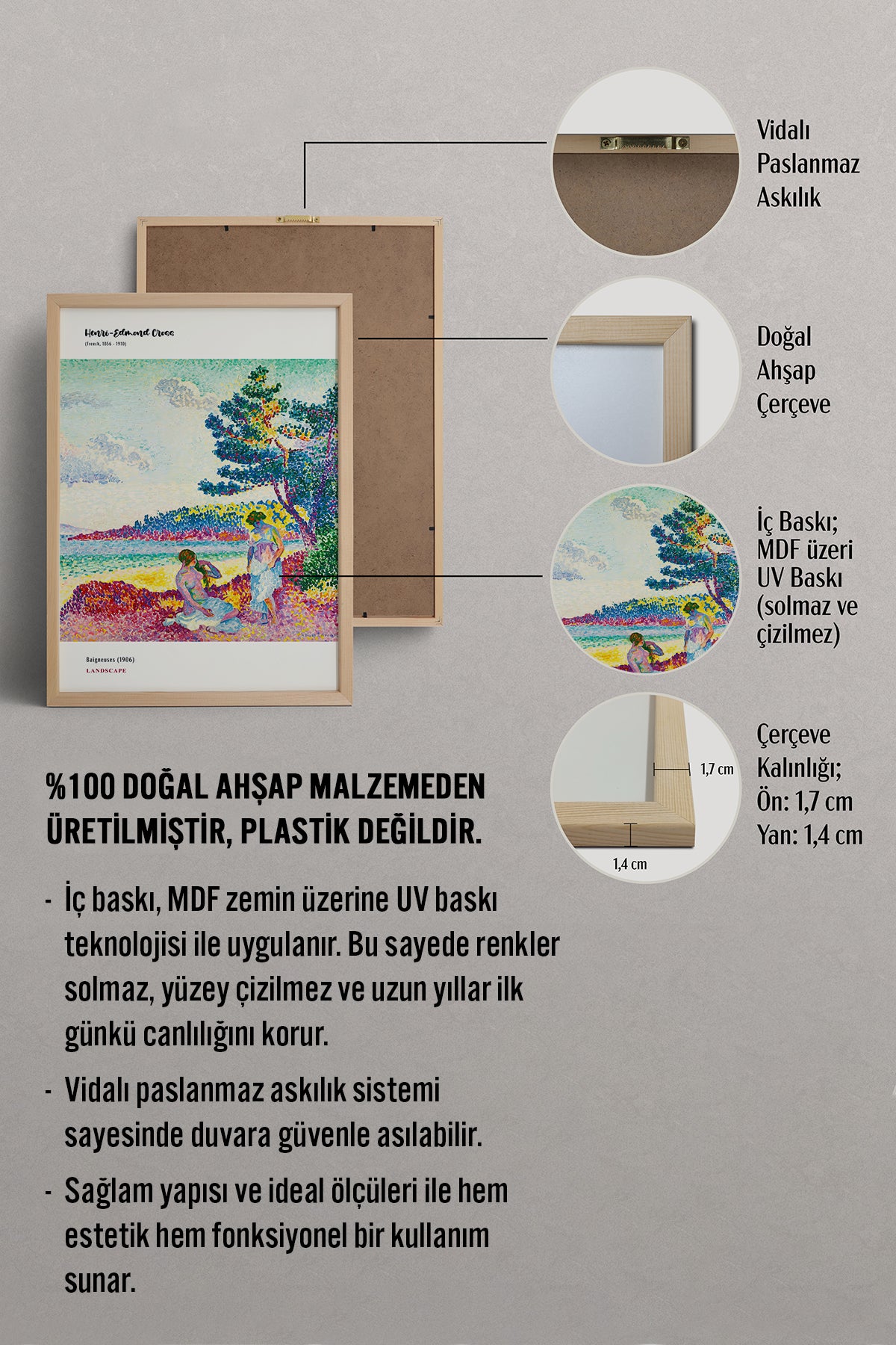 HOMEPACK Ahşap Çerçeveli Tablo Çerçeveli Poster Sanatsal Modern Duvar Dekoru MDN-02