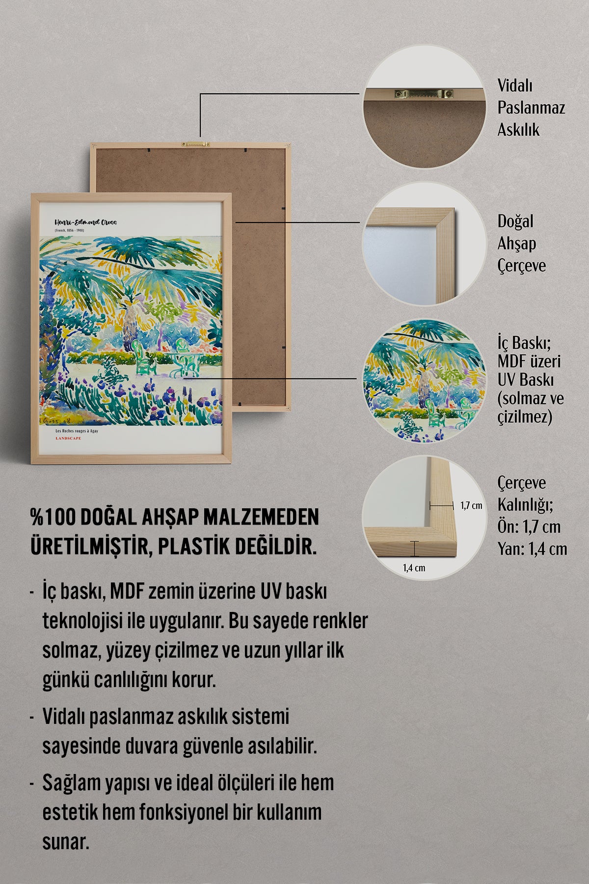 HOMEPACK Ahşap Çerçeveli Tablo Çerçeveli Poster Sanatsal Modern Duvar Dekoru MDN-04