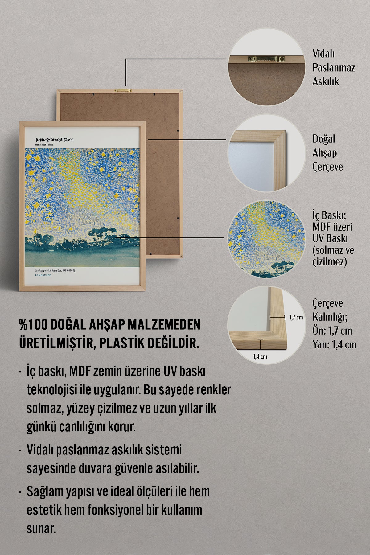 HOMEPACK Ahşap Çerçeveli Tablo Çerçeveli Poster Sanatsal Modern Duvar Dekoru MDN-11
