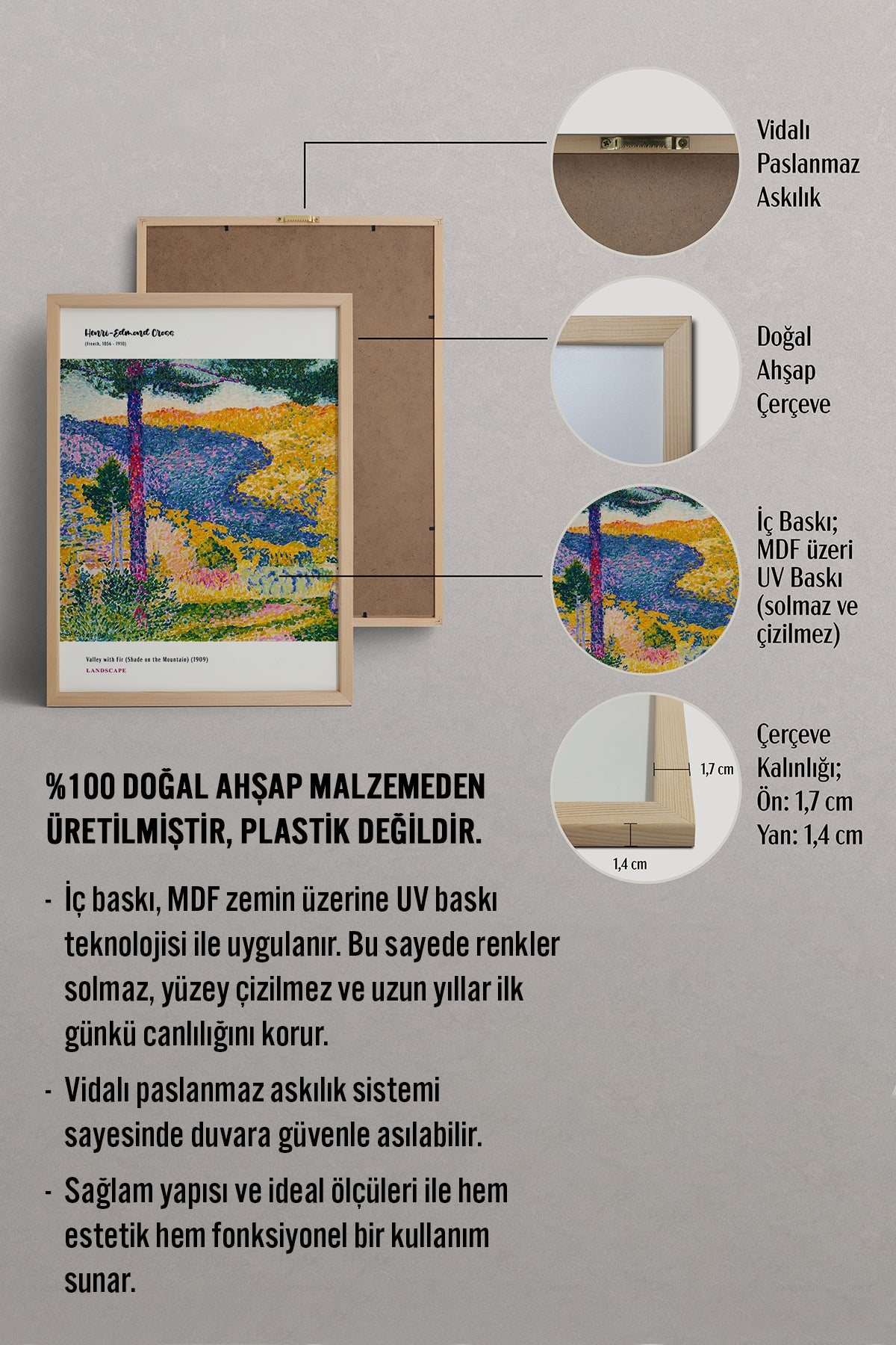 HOMEPACK Ahşap Çerçeveli Tablo Çerçeveli Poster Sanatsal Modern Duvar Dekoru MDN-12