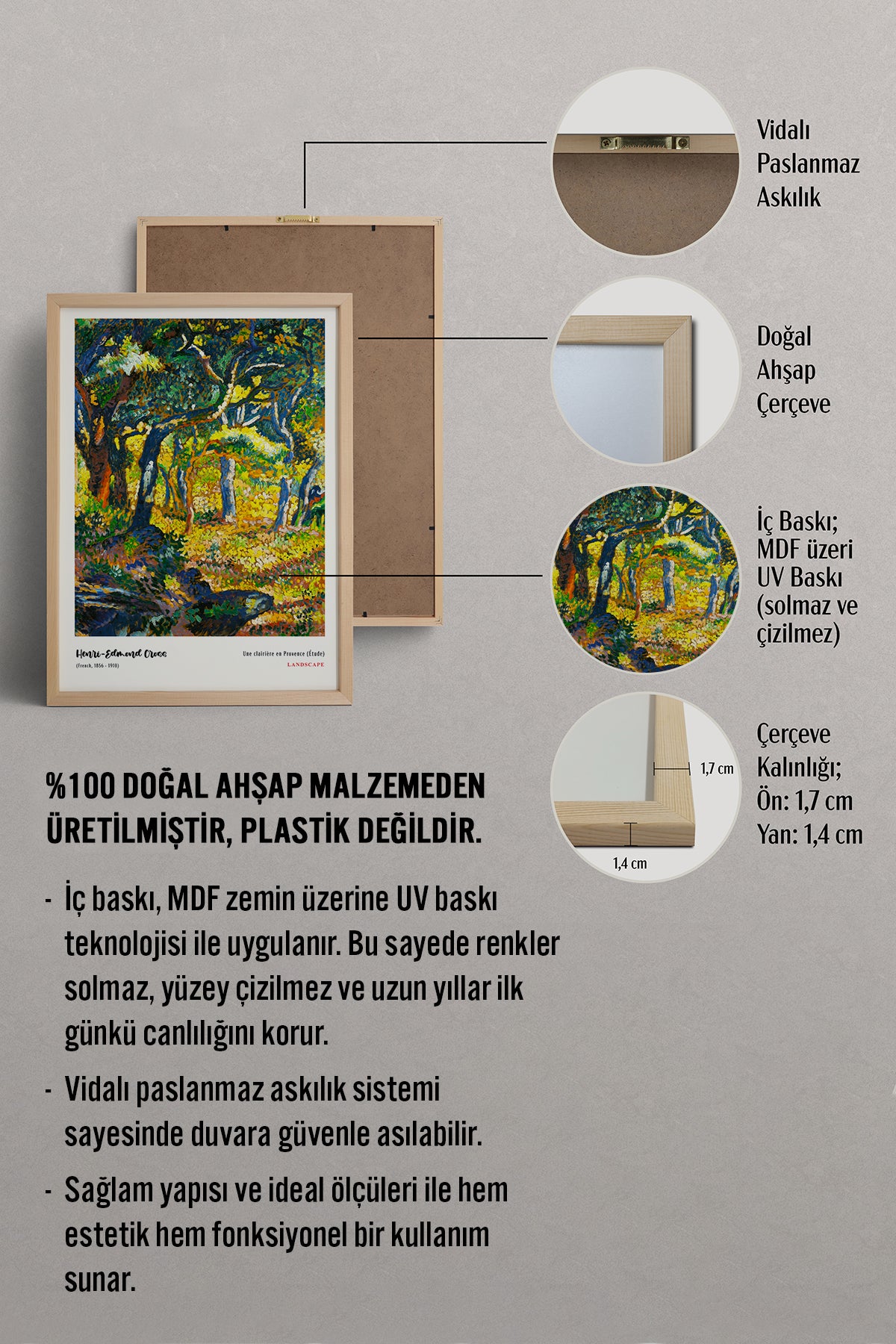 HOMEPACK Ahşap Çerçeveli Tablo Çerçeveli Poster Sanatsal Modern Duvar Dekoru MDN-014