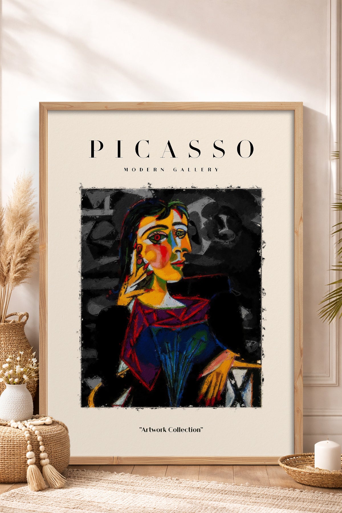 HOMEPACK Ahşap Çerçeveli Tablo Çerçeveli Poster Sanatsal Modern Duvar Dekoru PICASSO-01