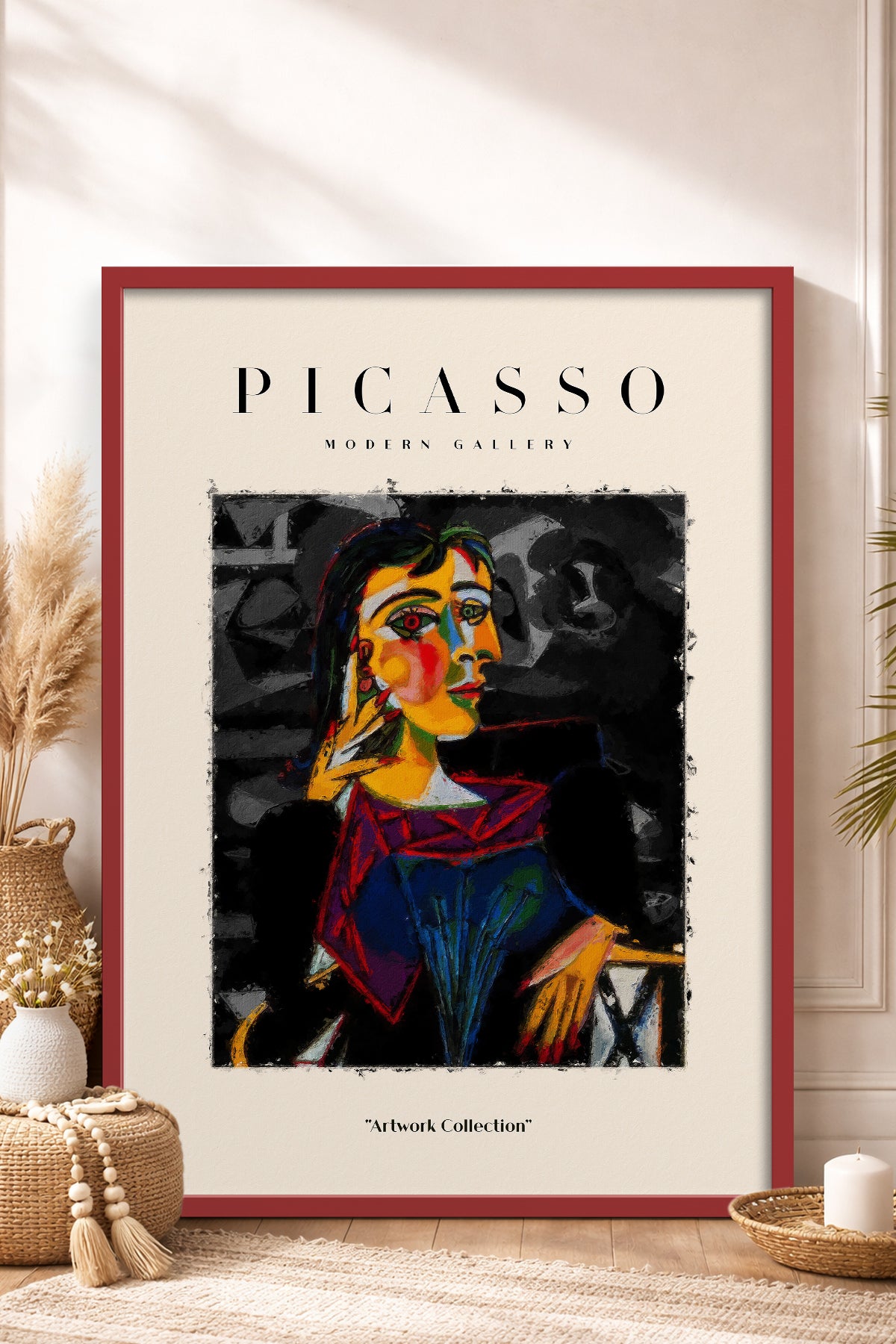 HOMEPACK Ahşap Çerçeveli Tablo Çerçeveli Poster Sanatsal Modern Duvar Dekoru PICASSO-01