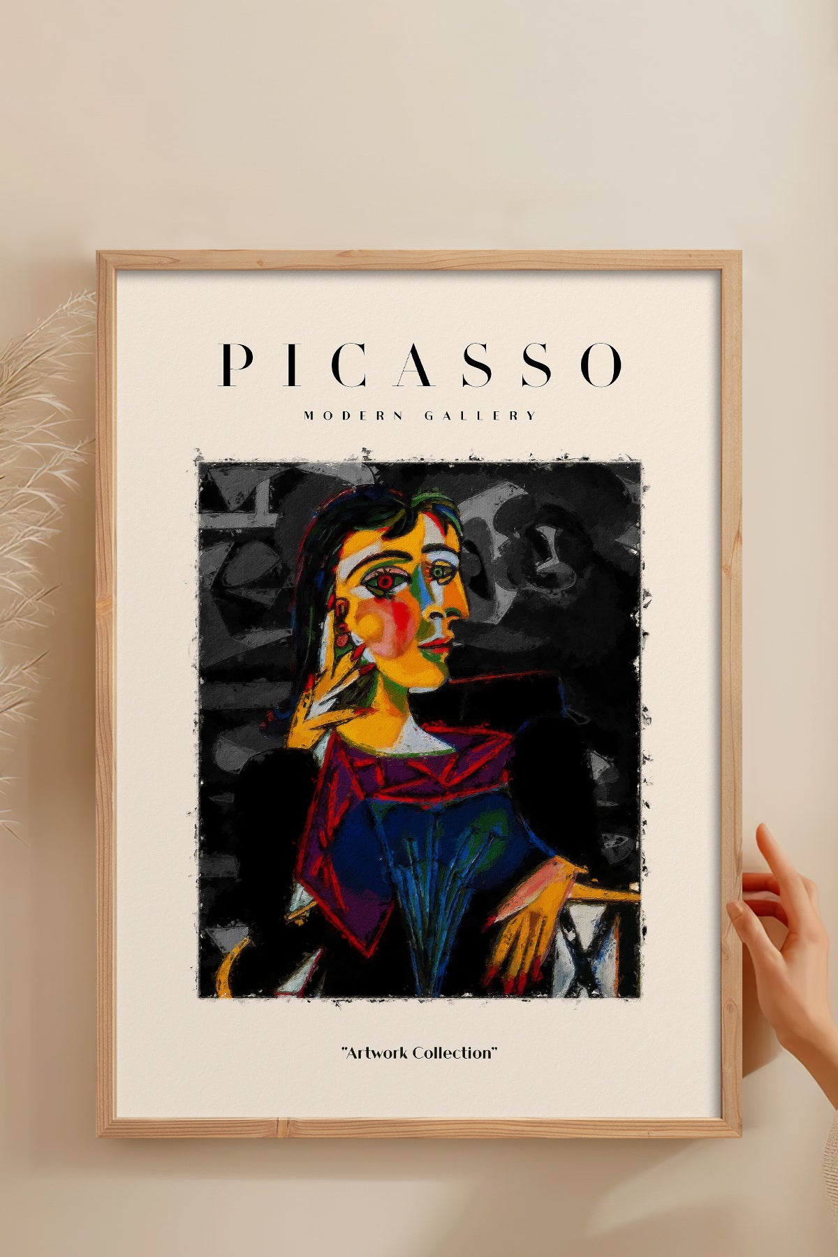 HOMEPACK Ahşap Çerçeveli Tablo Çerçeveli Poster Sanatsal Modern Duvar Dekoru PICASSO-01