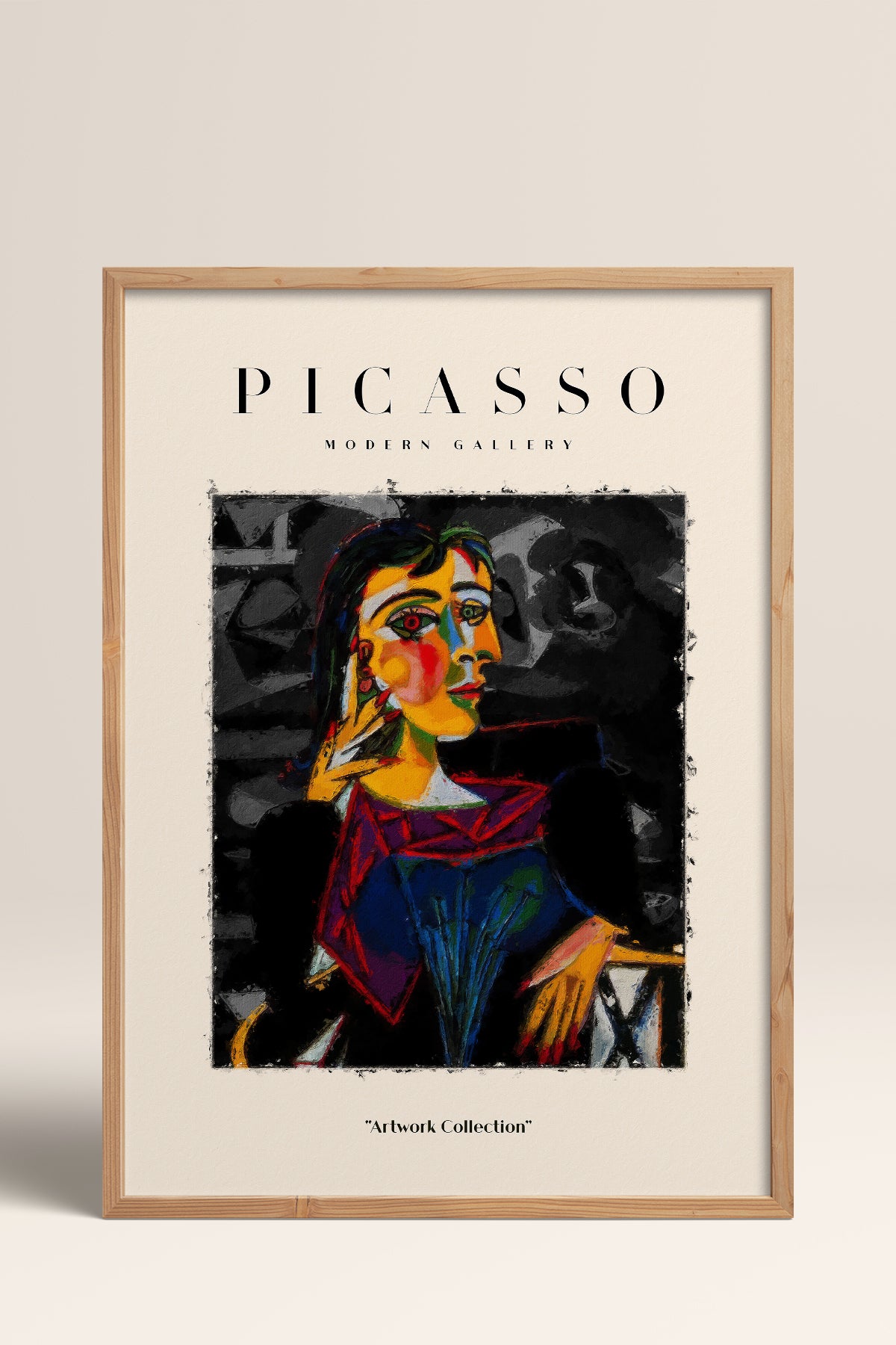 HOMEPACK Ahşap Çerçeveli Tablo Çerçeveli Poster Sanatsal Modern Duvar Dekoru PICASSO-01