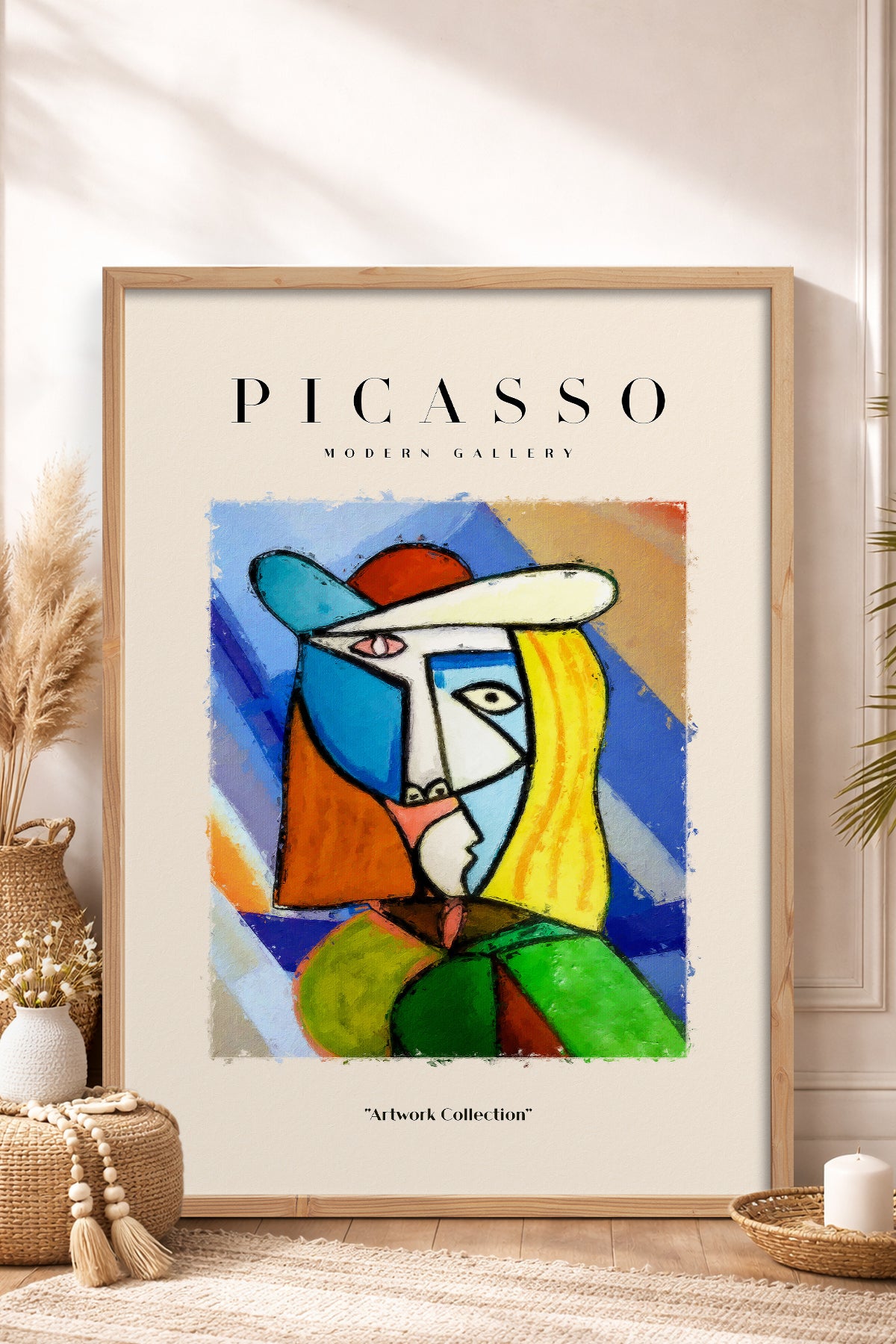 HOMEPACK Ahşap Çerçeveli Tablo Çerçeveli Poster Sanatsal Modern Duvar Dekoru PICASSO-02