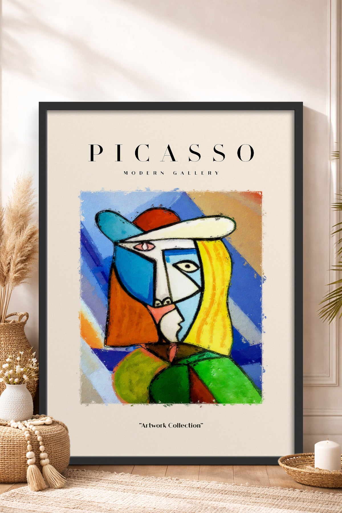 HOMEPACK Ahşap Çerçeveli Tablo Çerçeveli Poster Sanatsal Modern Duvar Dekoru PICASSO-02